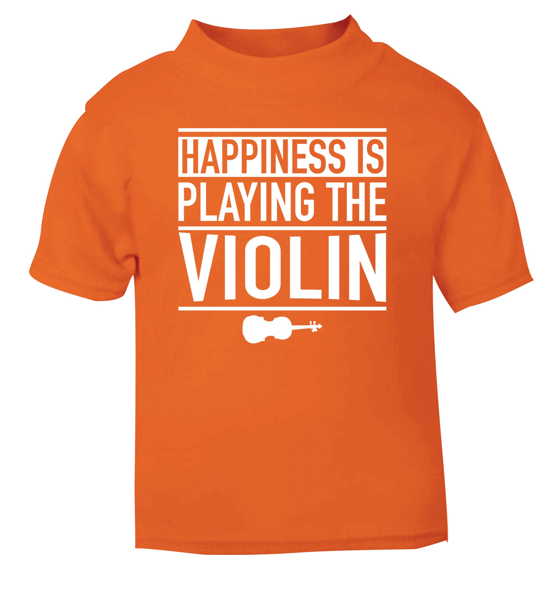 Happiness is playing the violin orange Baby Toddler Tshirt 2 Years
