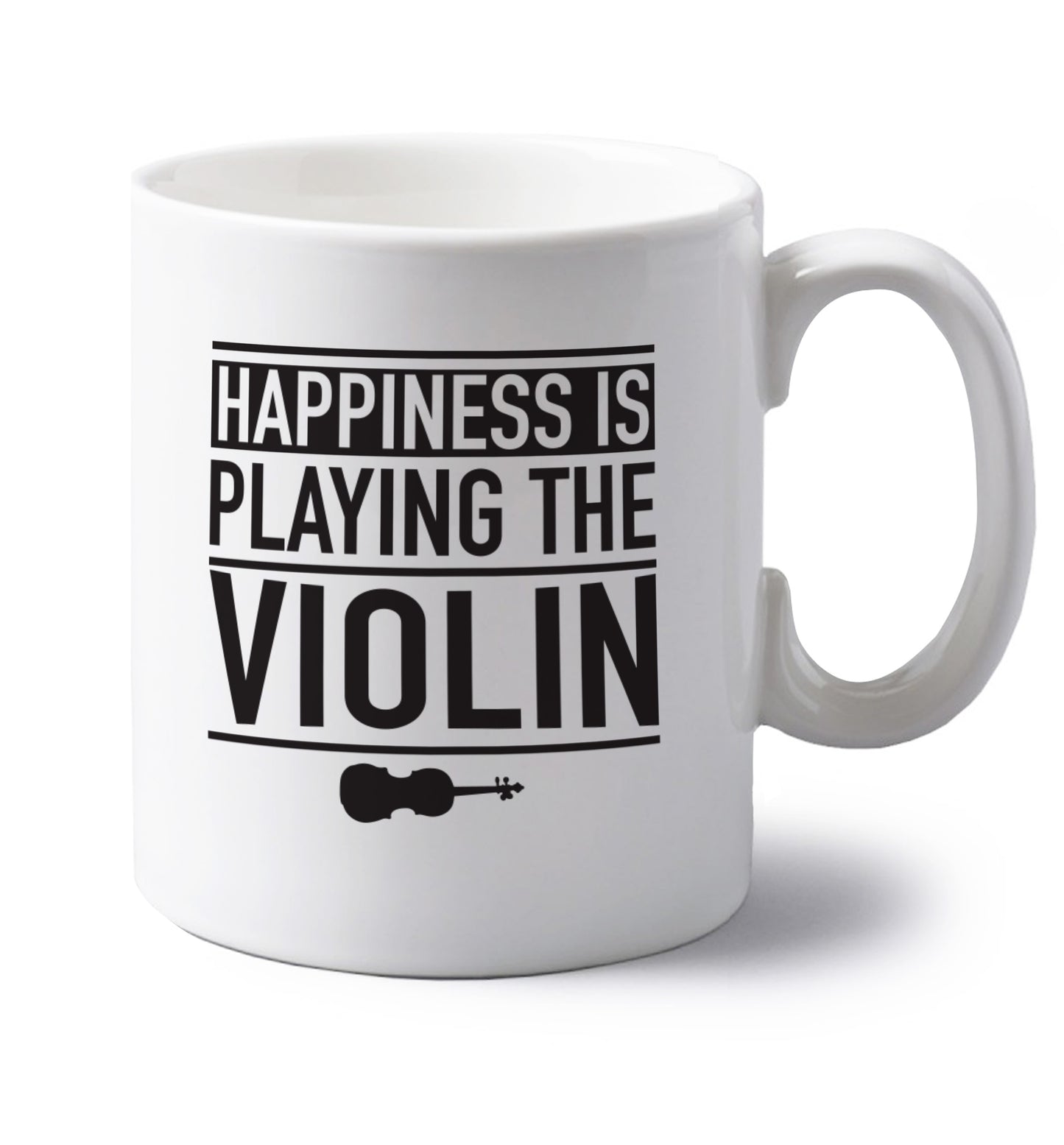 Happiness is playing the violin left handed white ceramic mug 