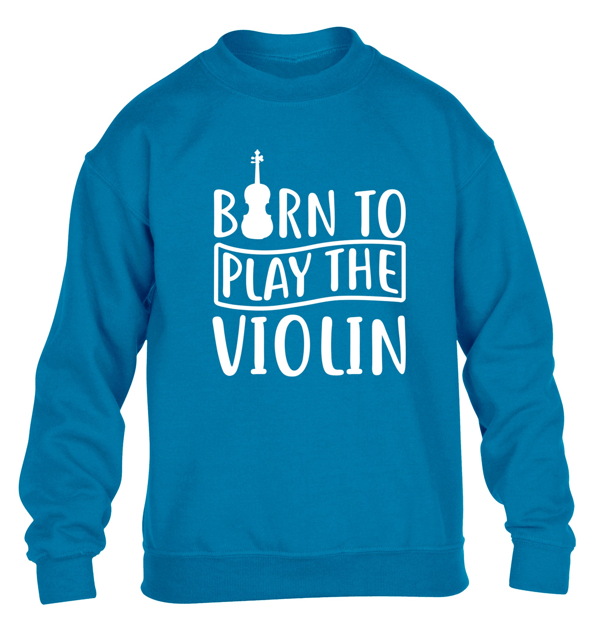 Born to Play the Violin children's blue sweater 12-13 Years