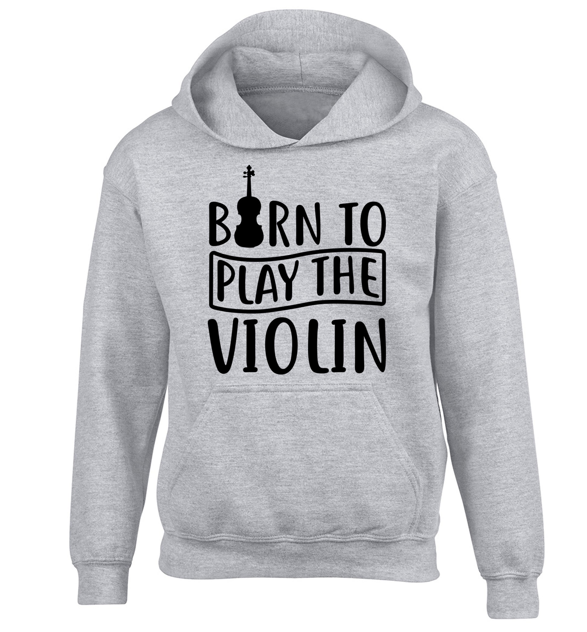 Born to Play the Violin children's grey hoodie 12-13 Years