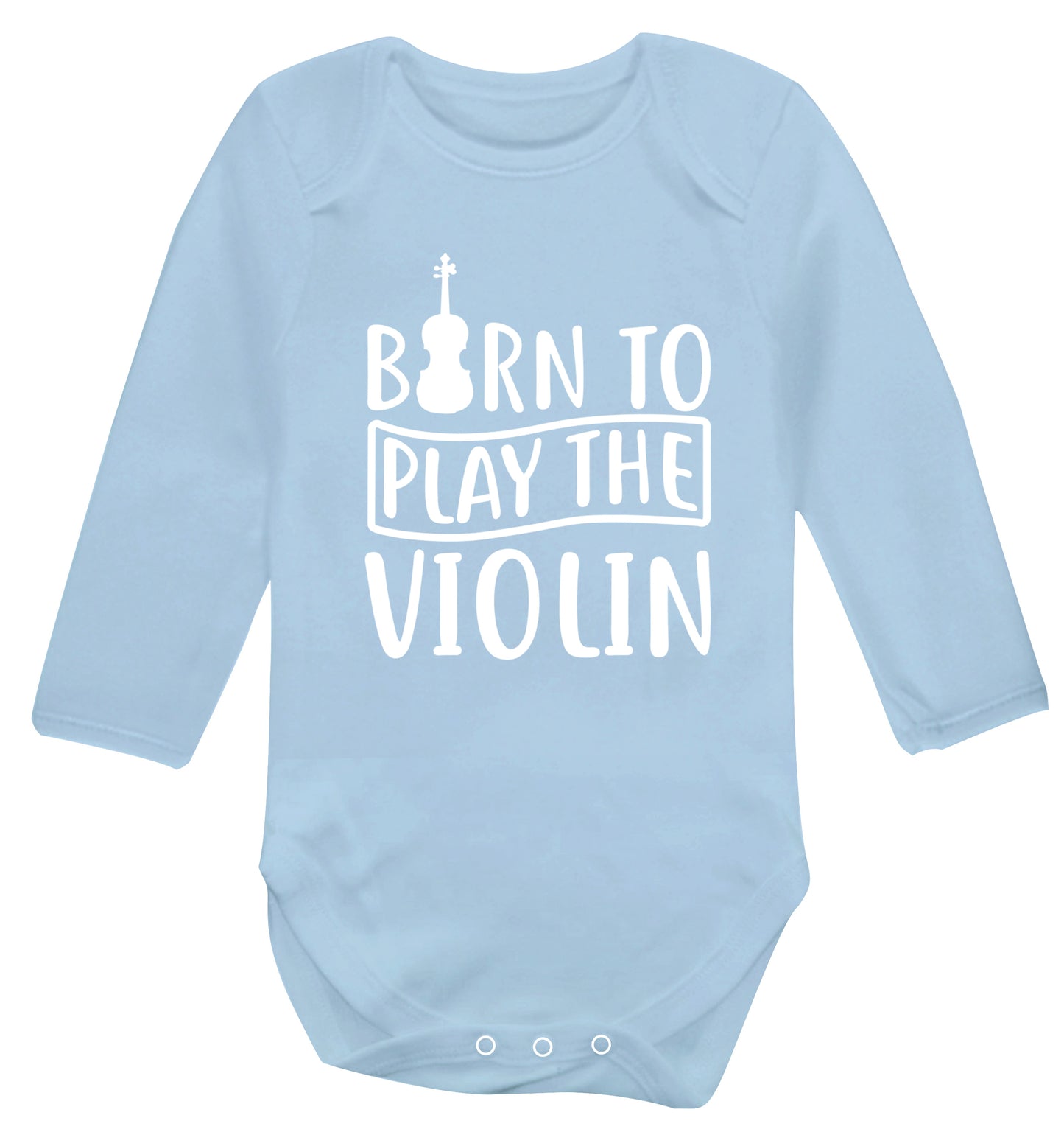 Born to Play the Violin Baby Vest long sleeved pale blue 6-12 months