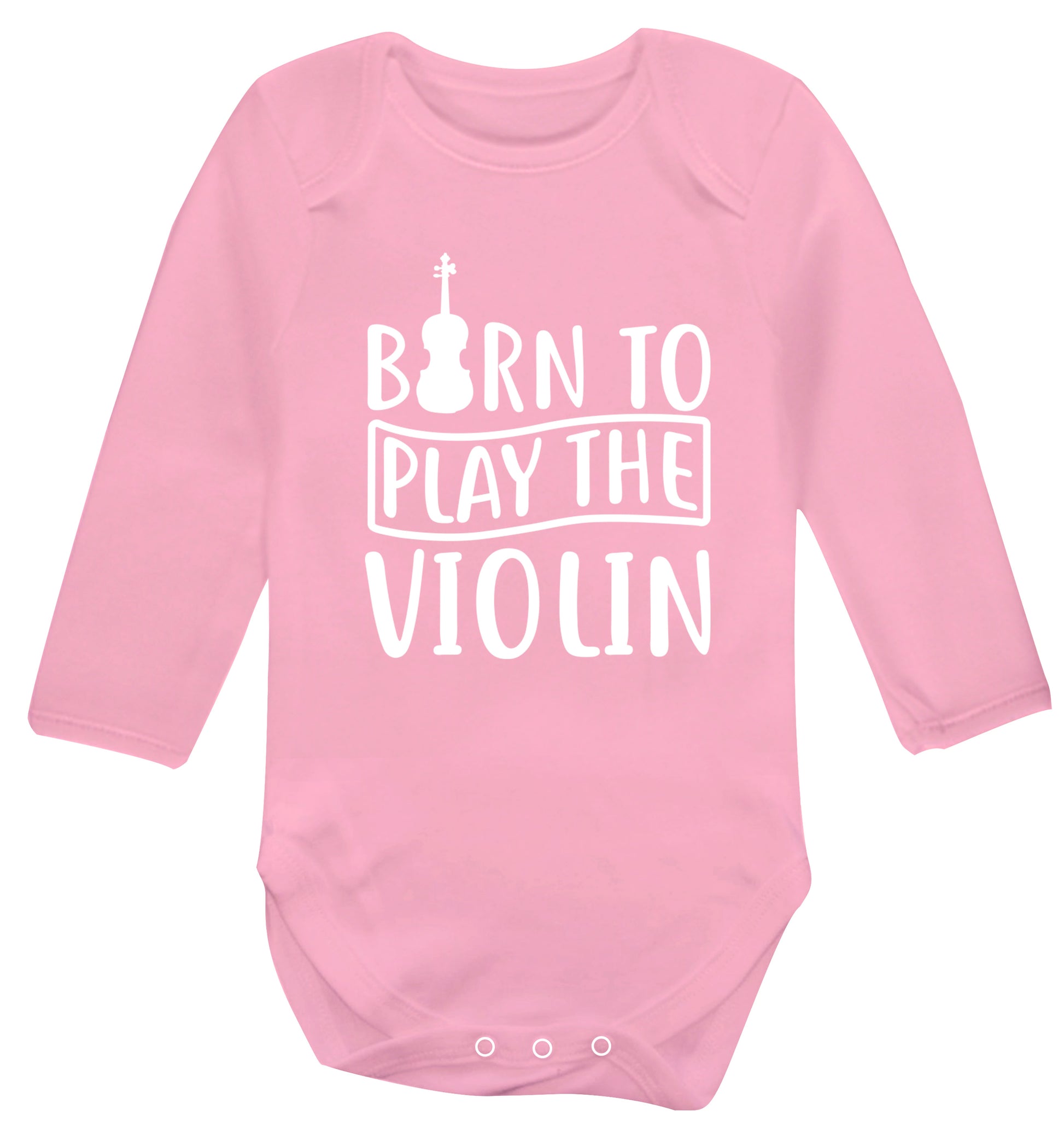 Born to Play the Violin Baby Vest long sleeved pale pink 6-12 months