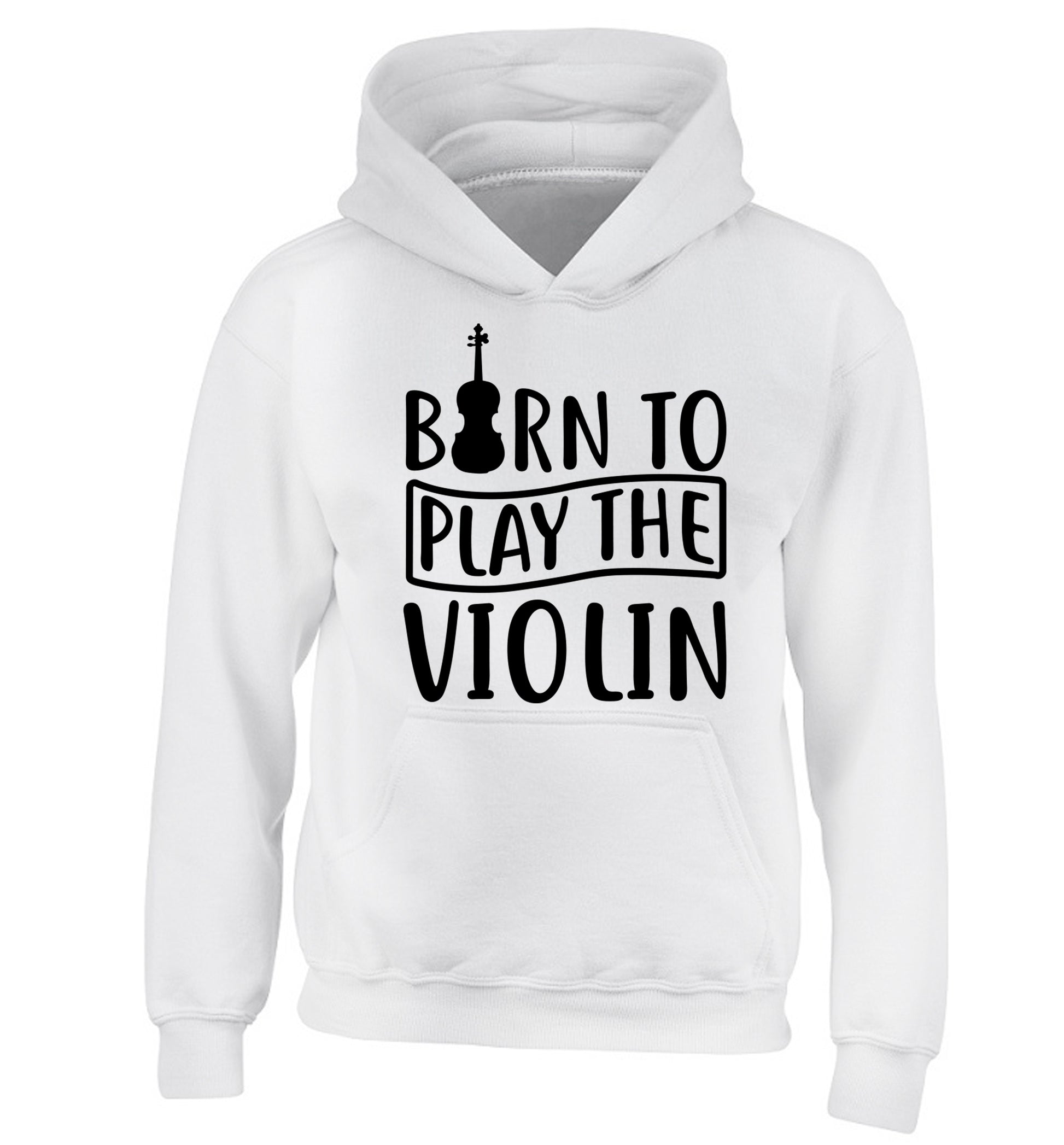 Born to Play the Violin children's white hoodie 12-13 Years