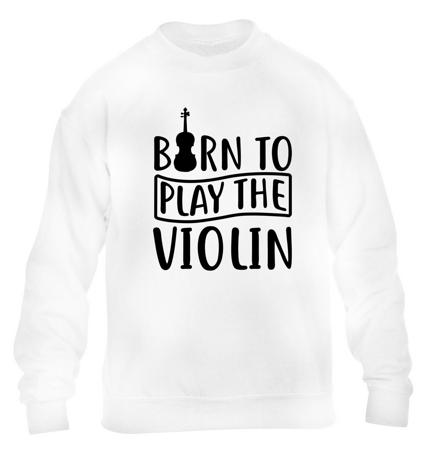 Born to Play the Violin children's white sweater 12-13 Years