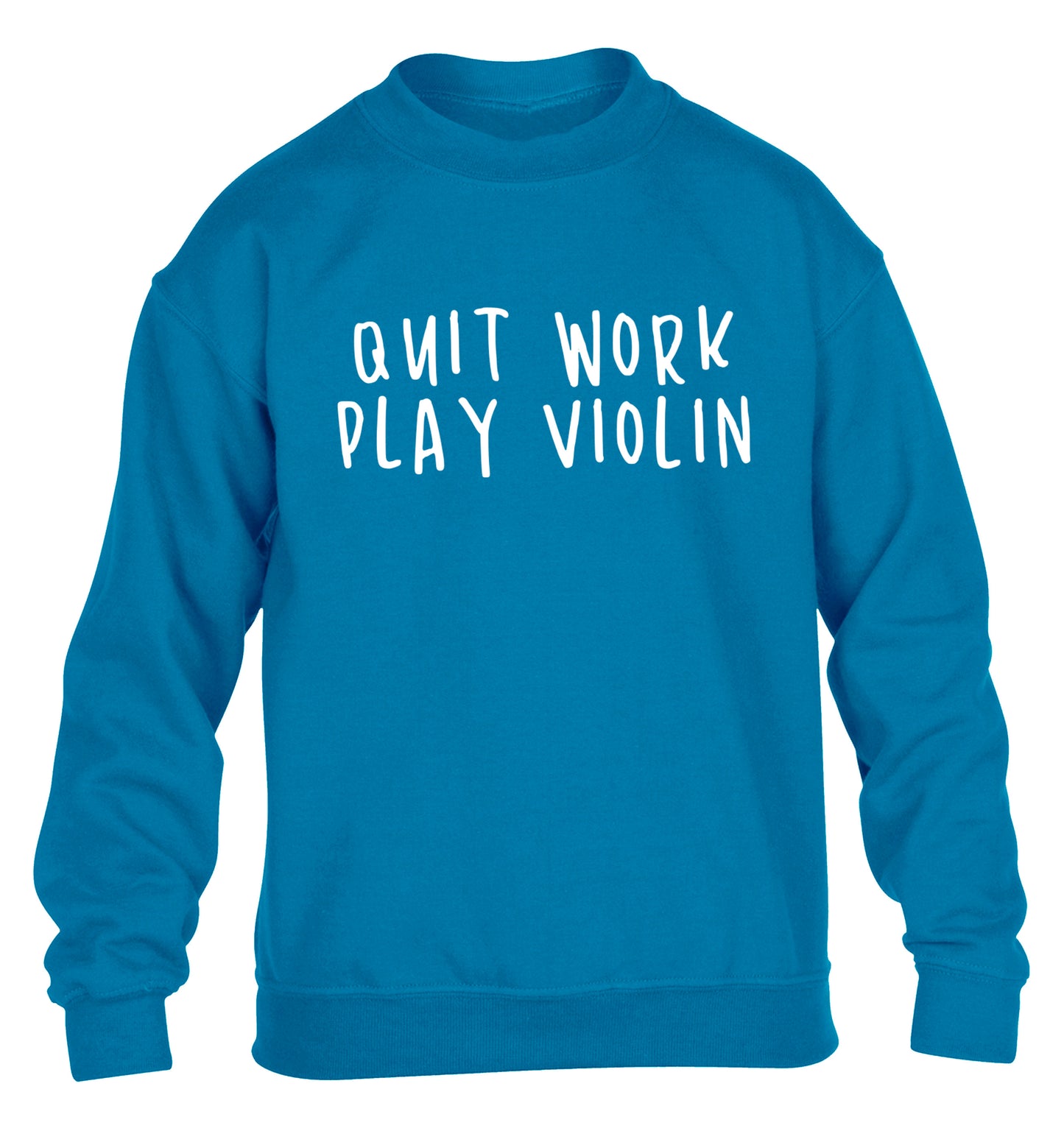 Quit work play violin children's blue sweater 12-13 Years