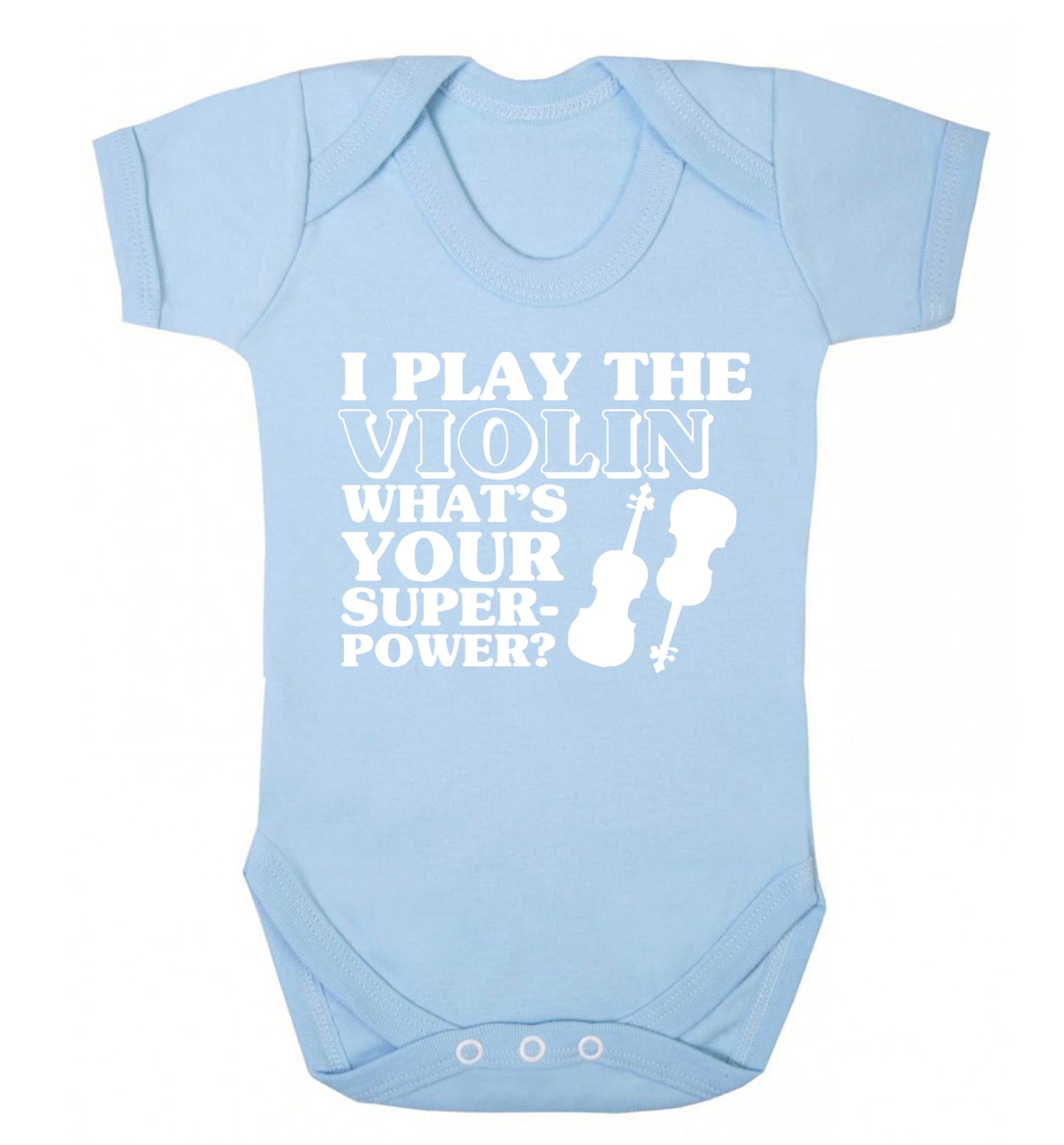 I Play Violin What's Your Superpower? Baby Vest pale blue 18-24 months