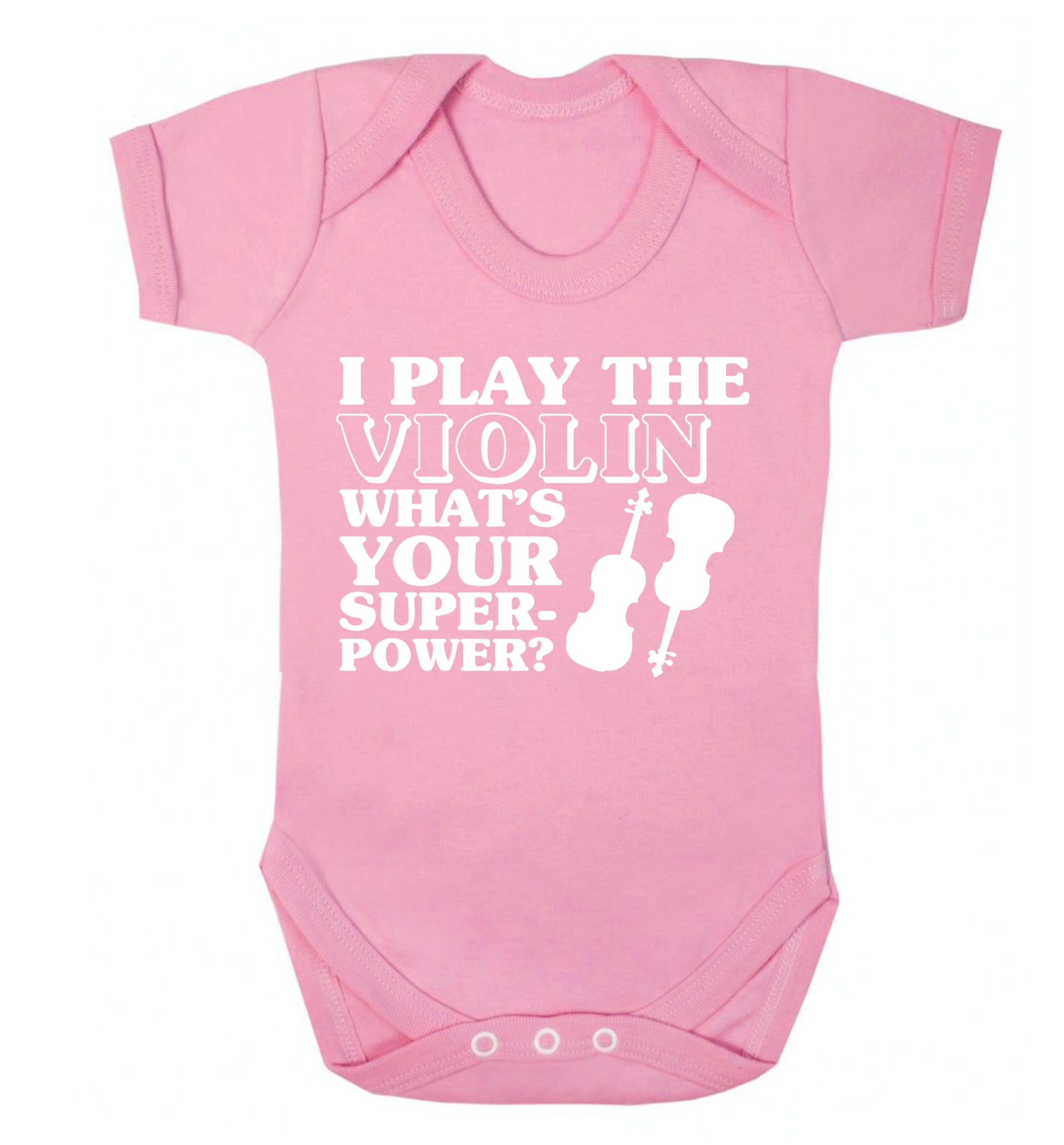 I Play Violin What's Your Superpower? Baby Vest pale pink 18-24 months