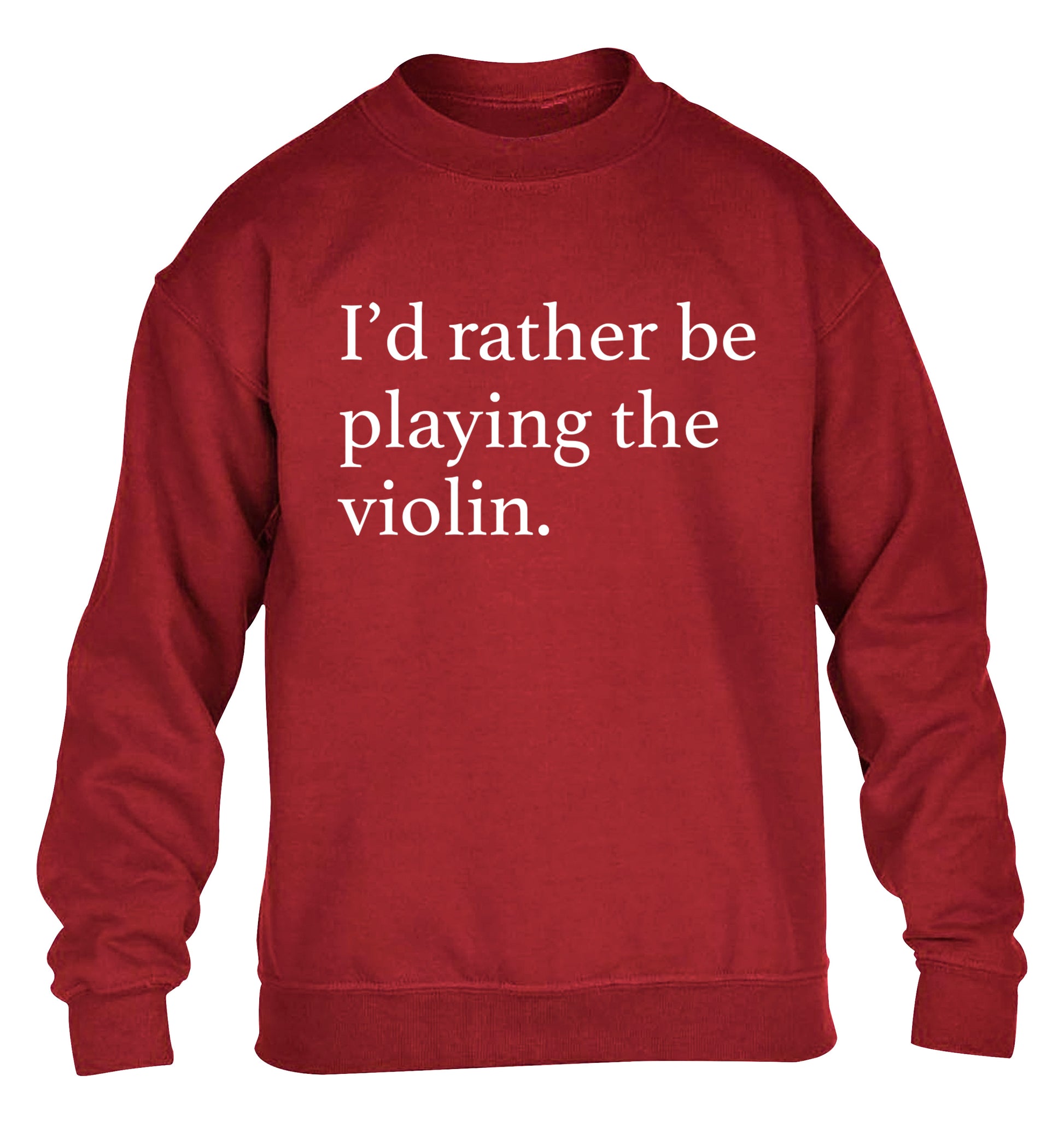 I'd rather be playing the violin children's grey sweater 12-13 Years