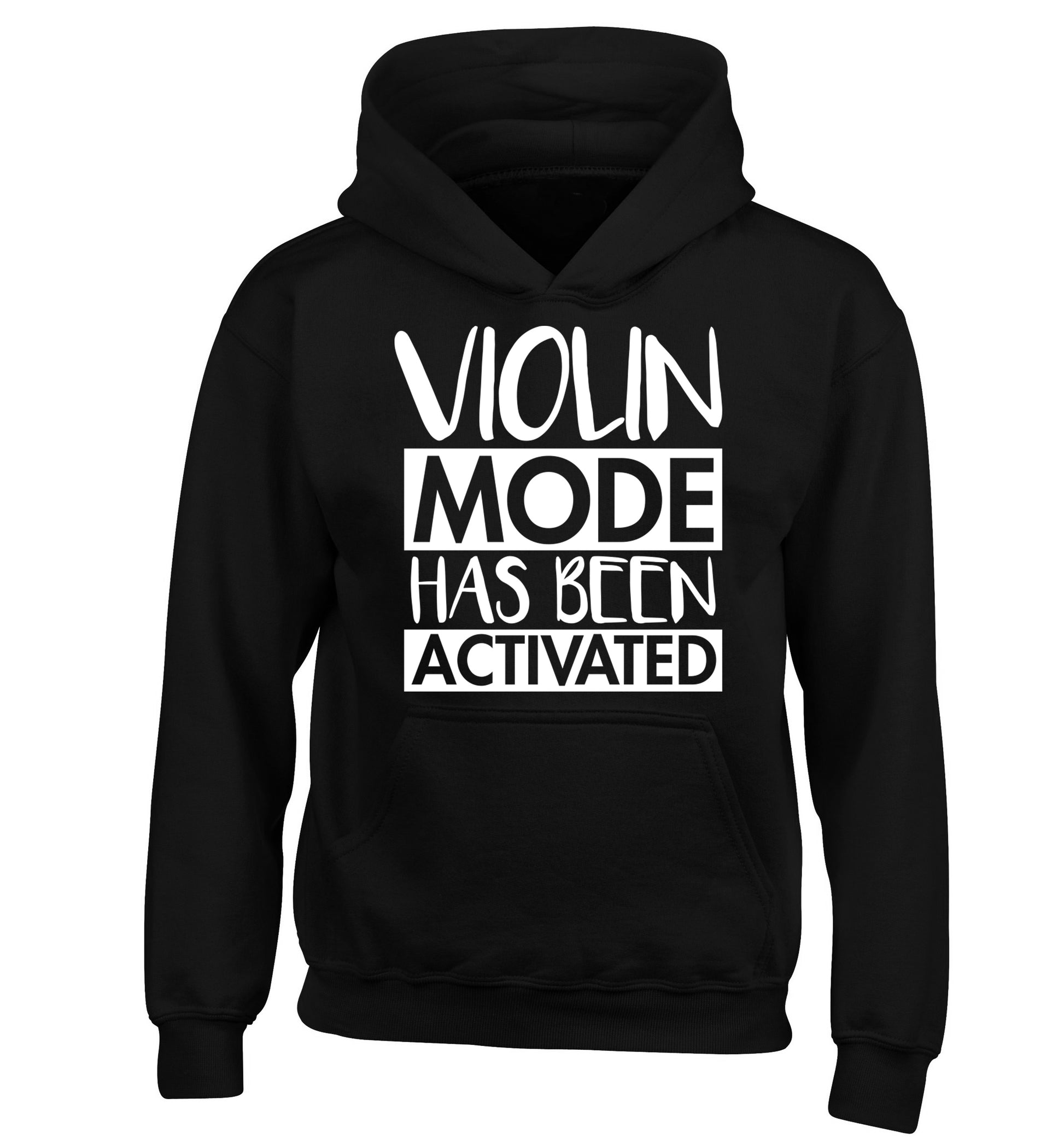Violin Mode Activated children's black hoodie 12-13 Years
