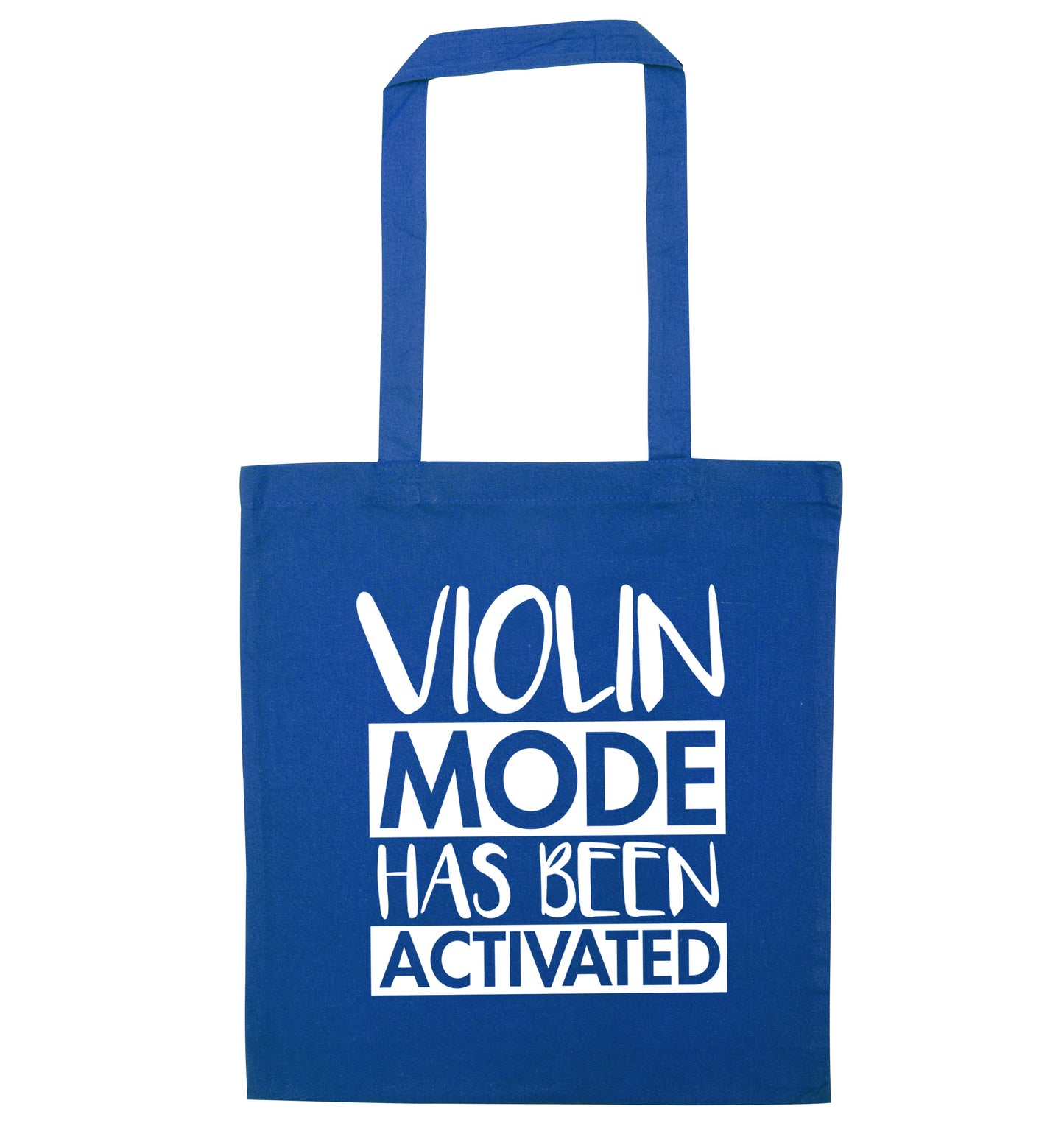 Violin Mode Activated blue tote bag