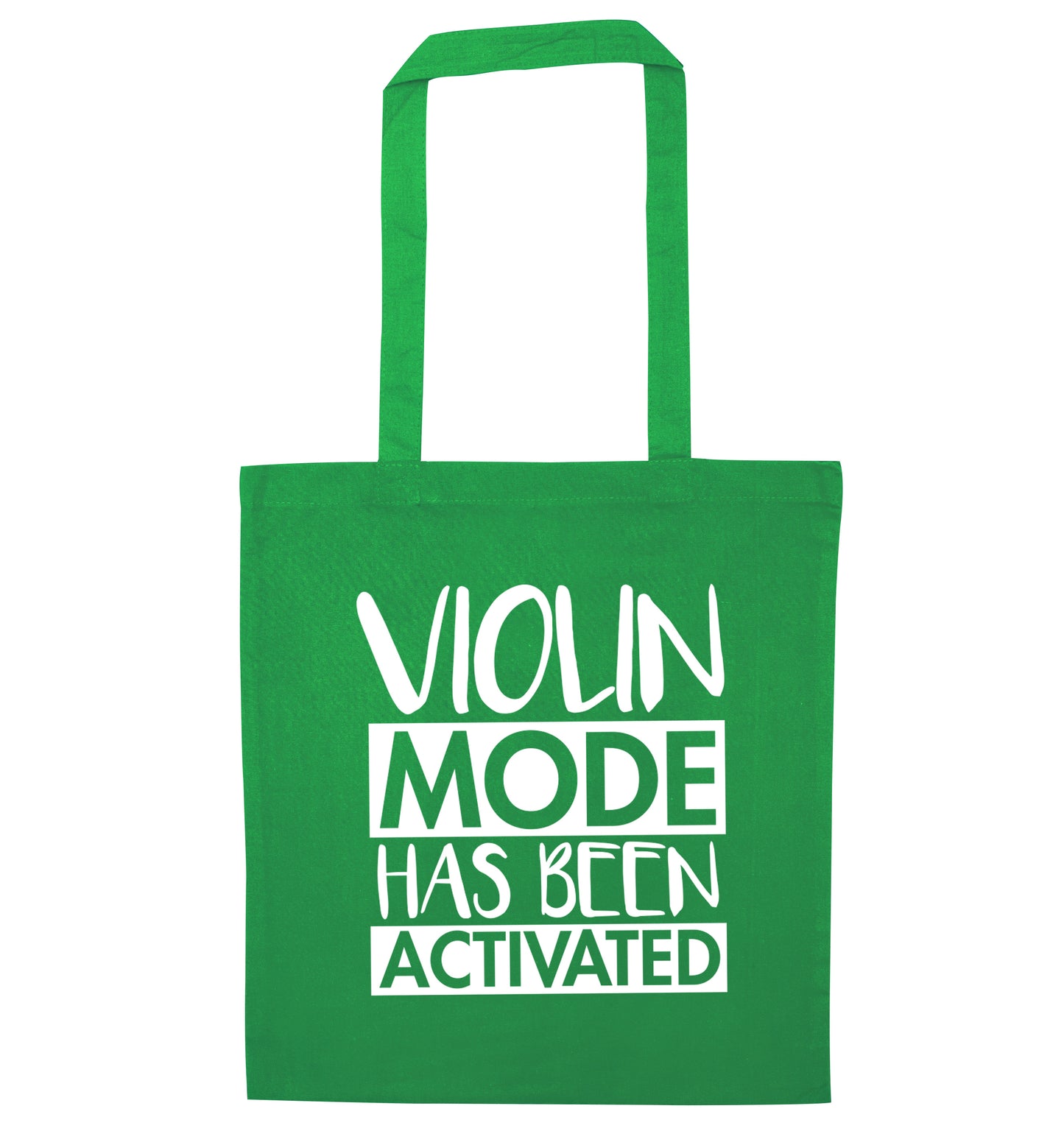 Violin Mode Activated green tote bag