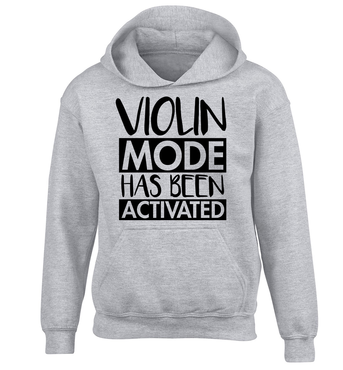 Violin Mode Activated children's grey hoodie 12-13 Years