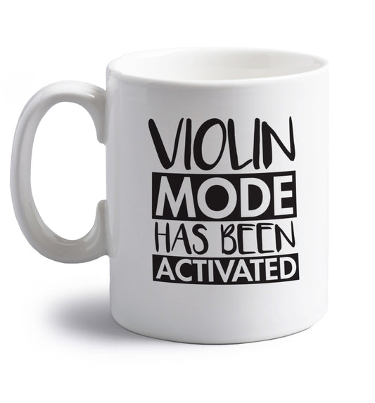 Violin Mode Activated right handed white ceramic mug 