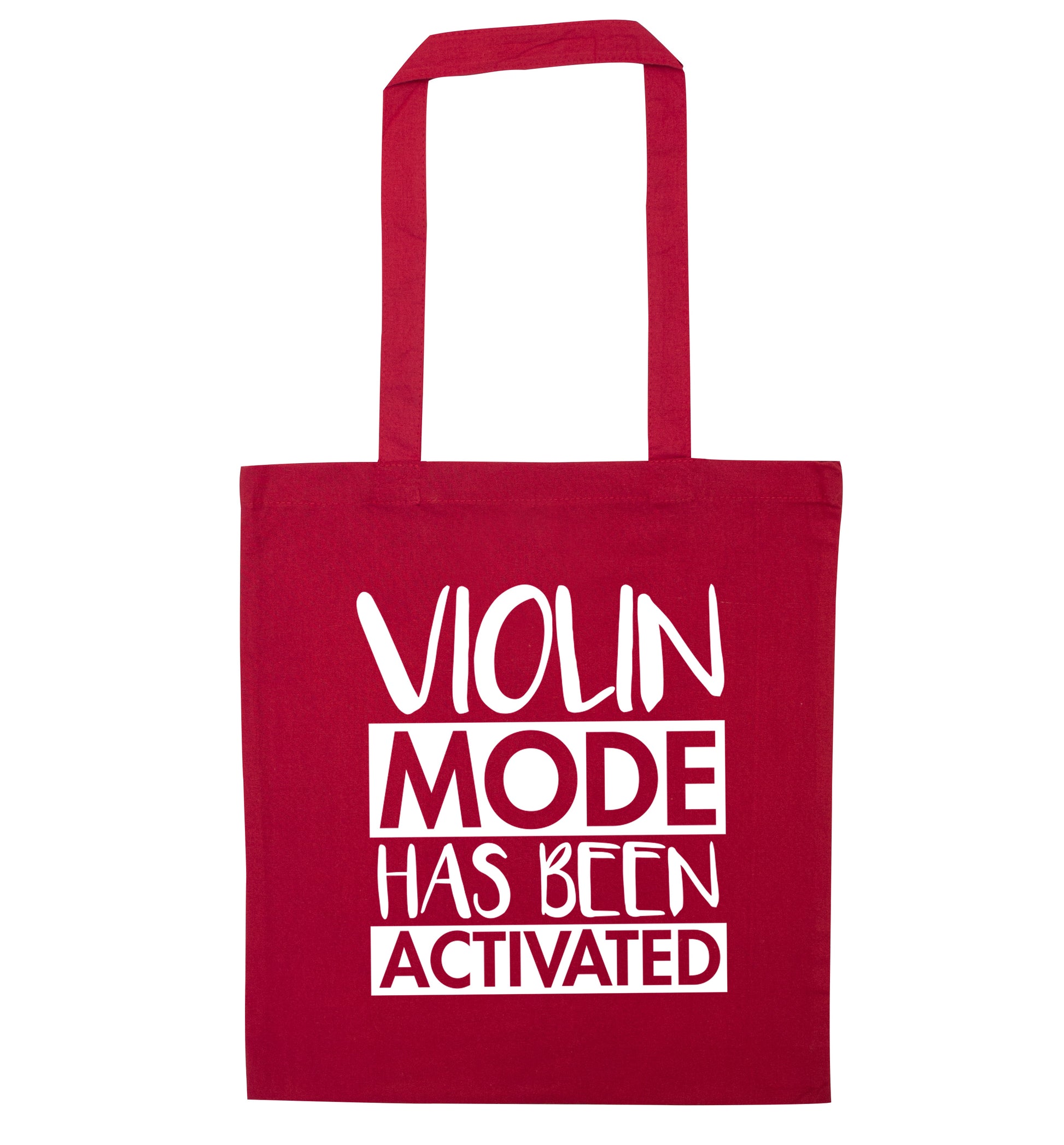 Violin Mode Activated red tote bag