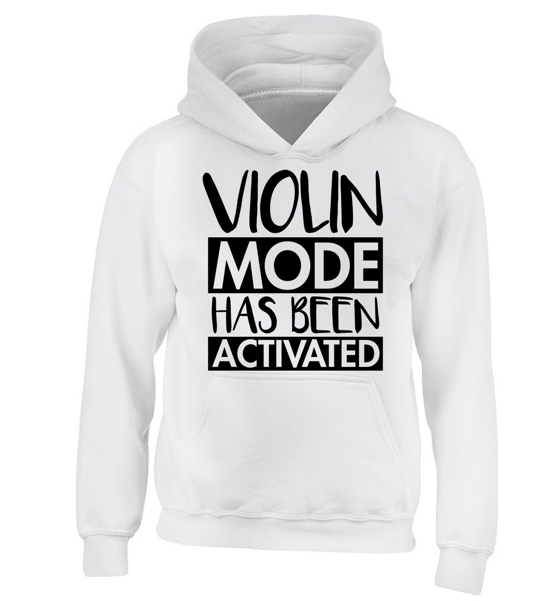 Violin Mode Activated children's white hoodie 12-13 Years