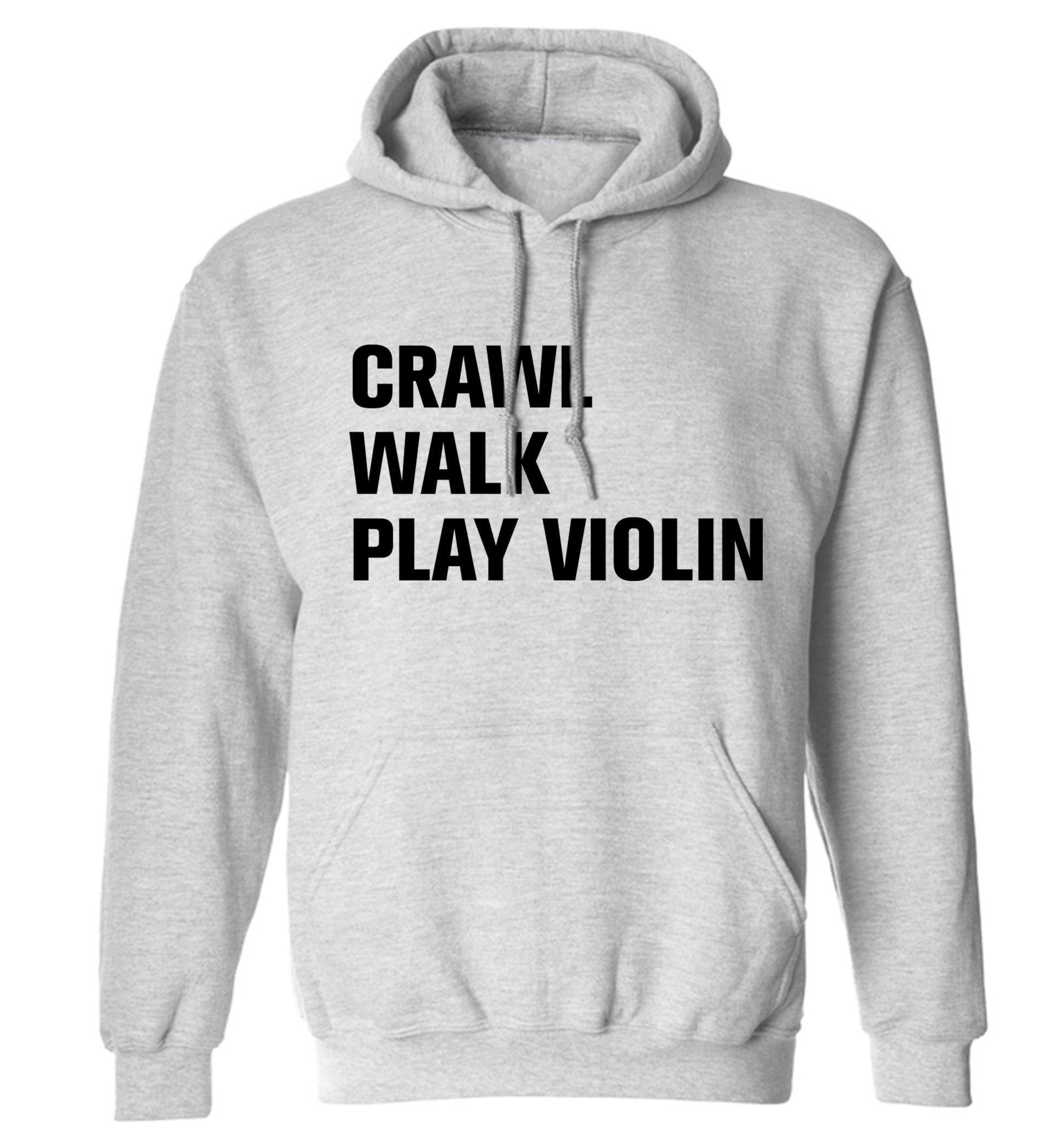 Crawl Walk Play Violin adults unisex grey hoodie 2XL