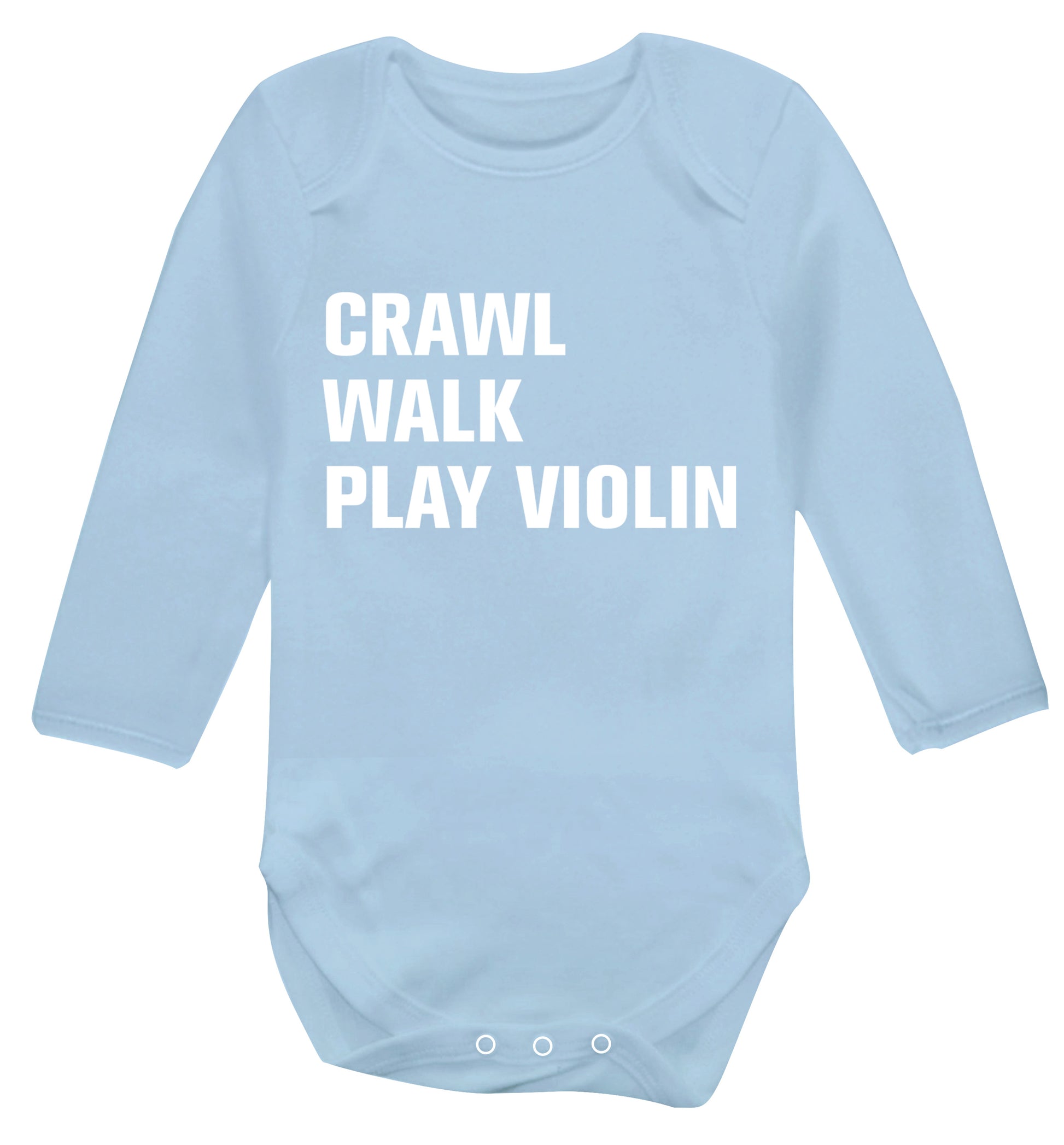 Crawl Walk Play Violin Baby Vest long sleeved pale blue 6-12 months