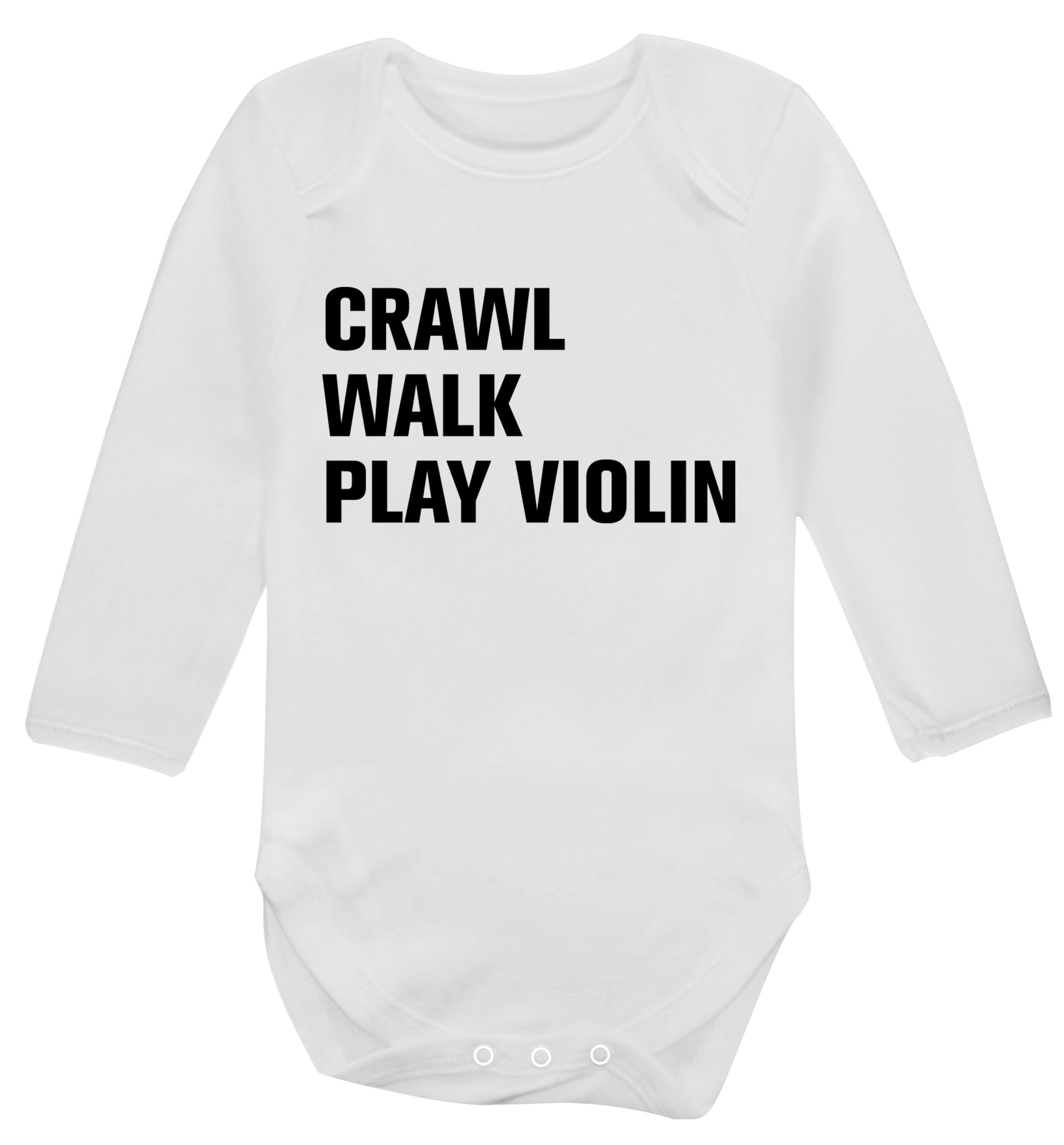 Crawl Walk Play Violin Baby Vest long sleeved white 6-12 months