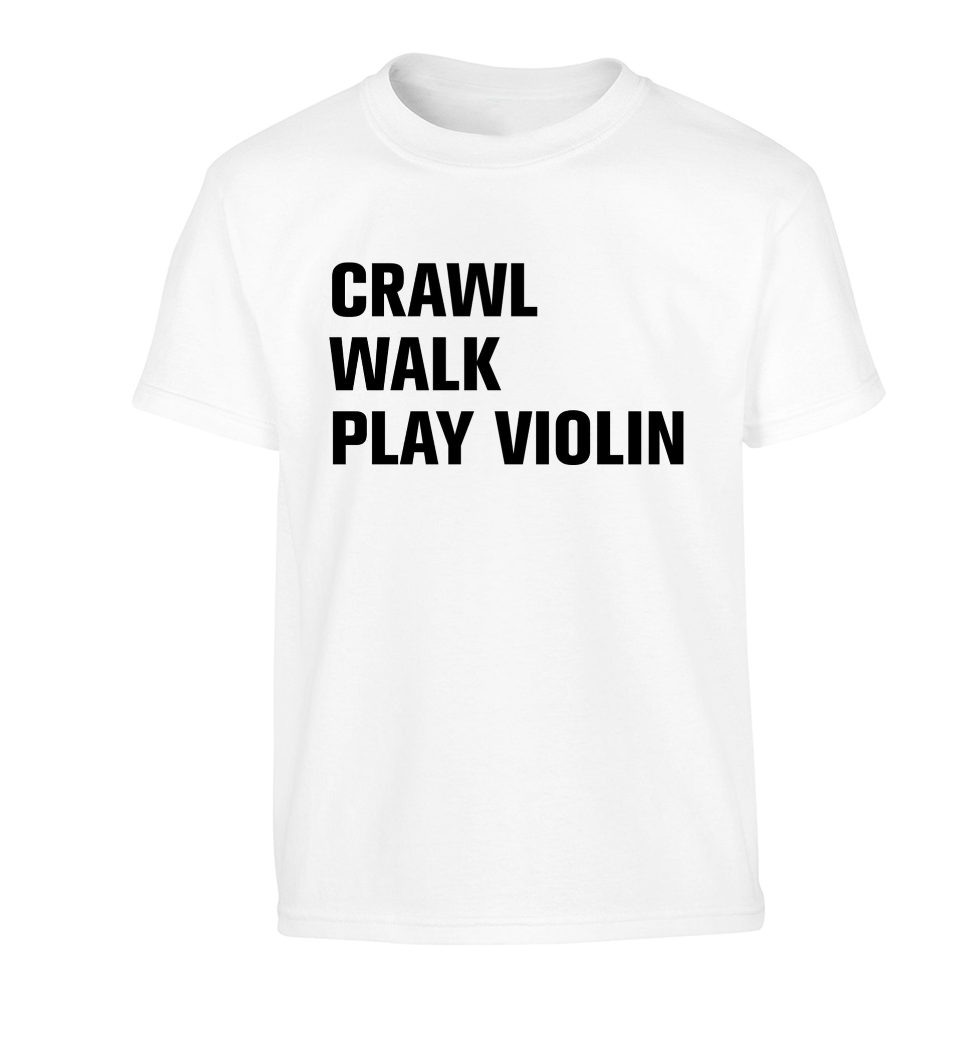 Crawl Walk Play Violin Children's white Tshirt 12-13 Years