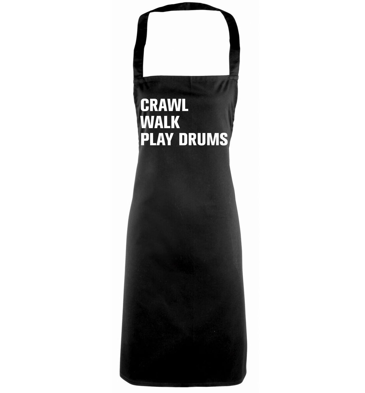 Crawl walk play drums black apron