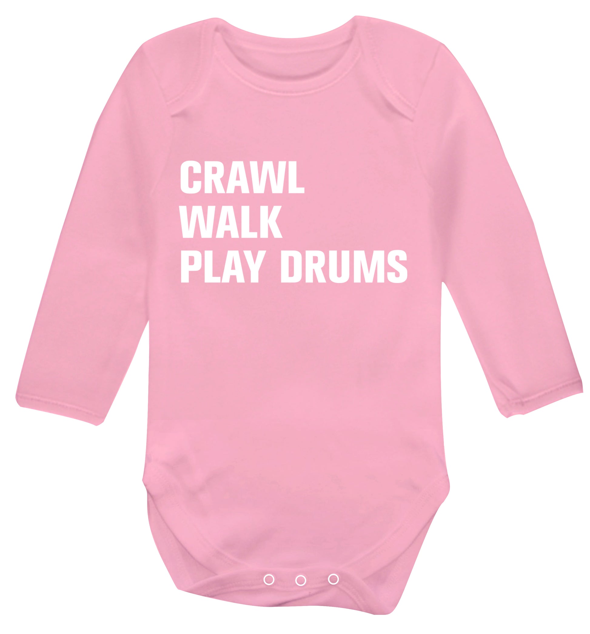Crawl walk play drums Baby Vest long sleeved pale pink 6-12 months
