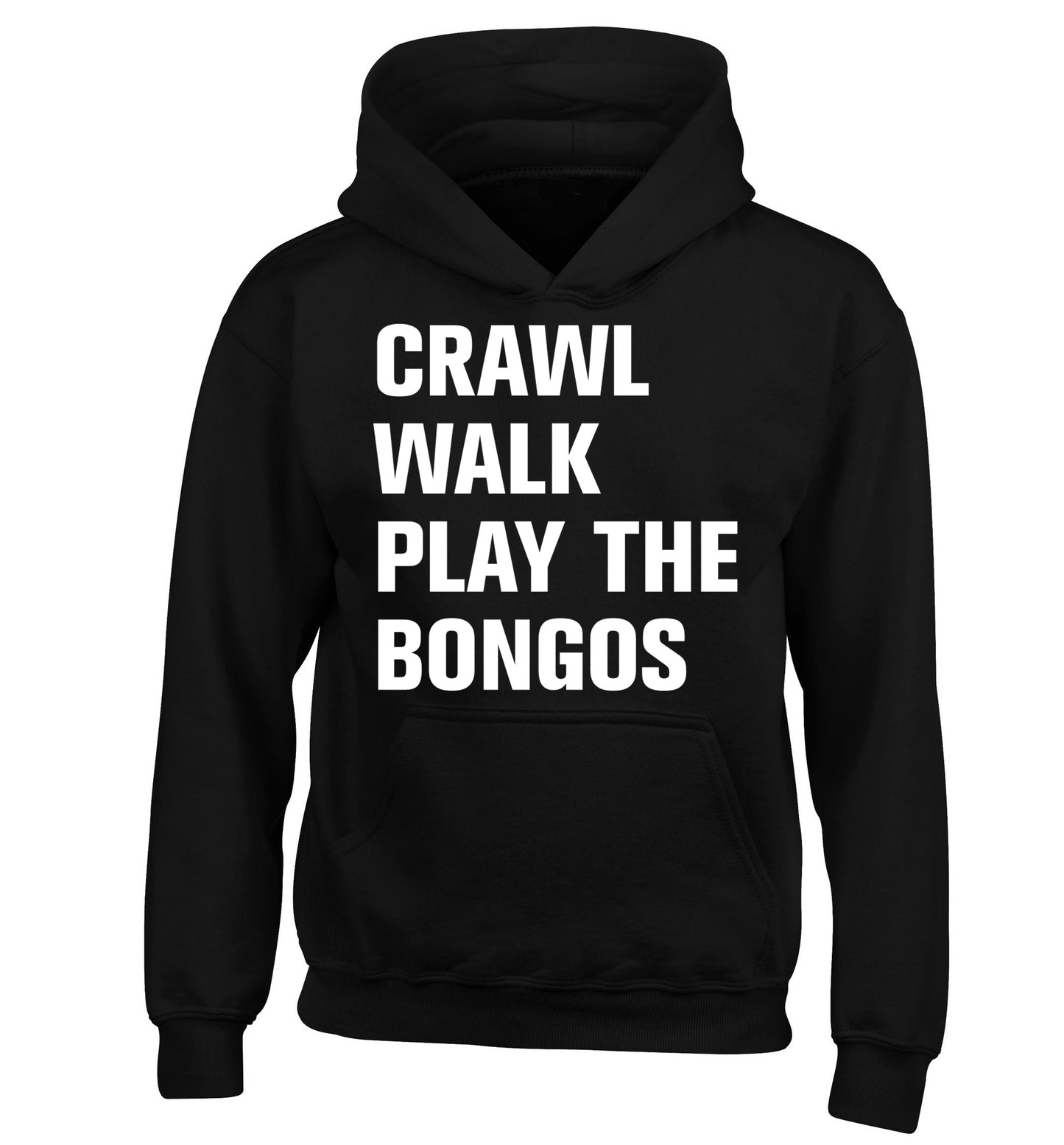 Crawl Walk Play Bongos children's black hoodie 12-13 Years