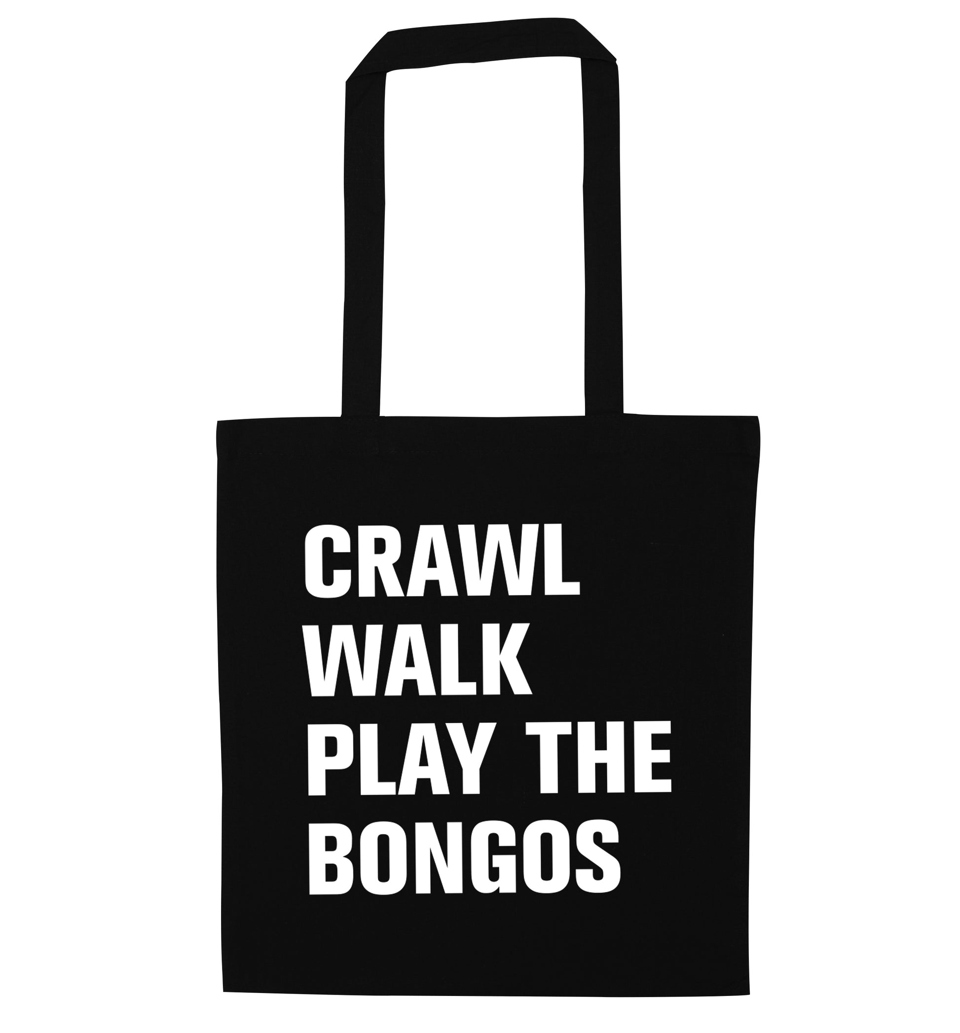 Crawl Walk Play Bongos black tote bag