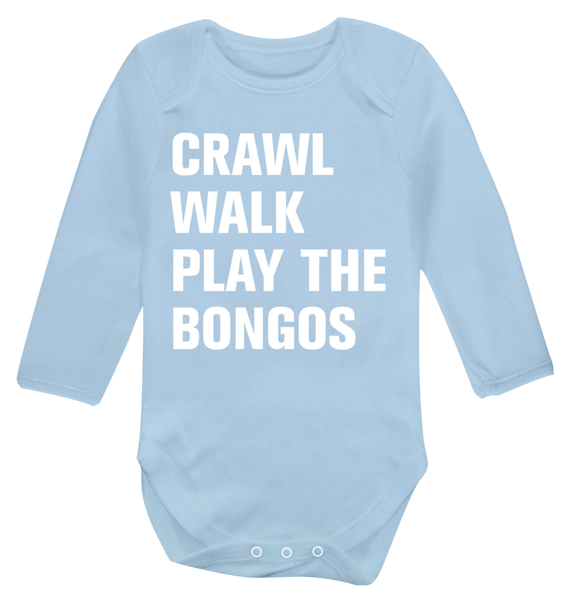 Crawl Walk Play Bongos Baby Vest long sleeved pale blue 6-12 months