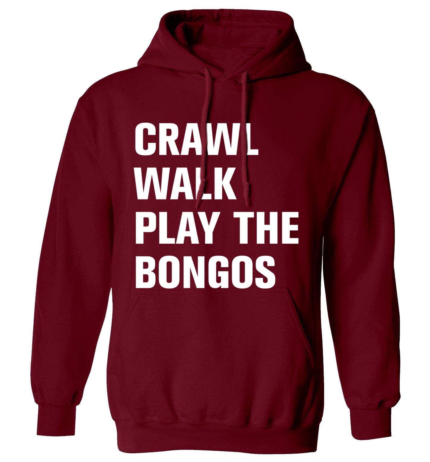 Crawl Walk Play Bongos adults unisex maroon hoodie 2XL