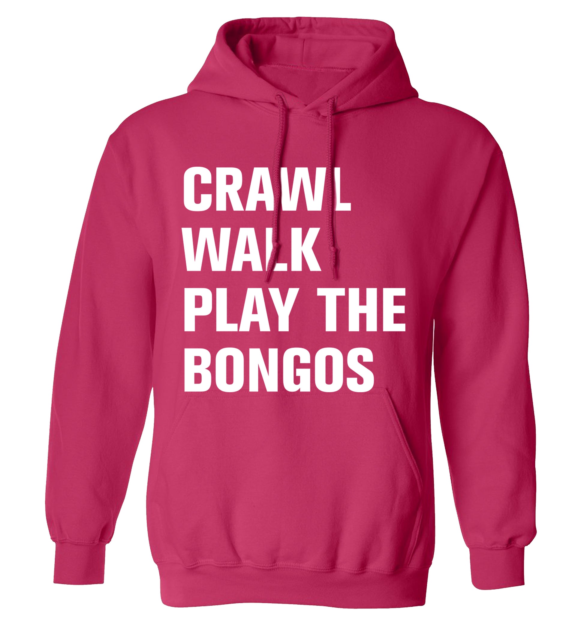 Crawl Walk Play Bongos adults unisex pink hoodie 2XL