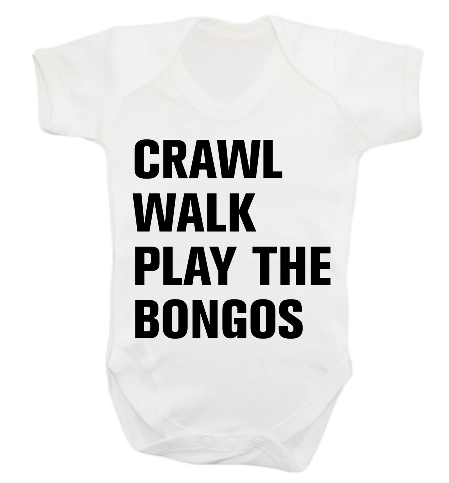 Crawl Walk Play Bongos Baby Vest white 18-24 months