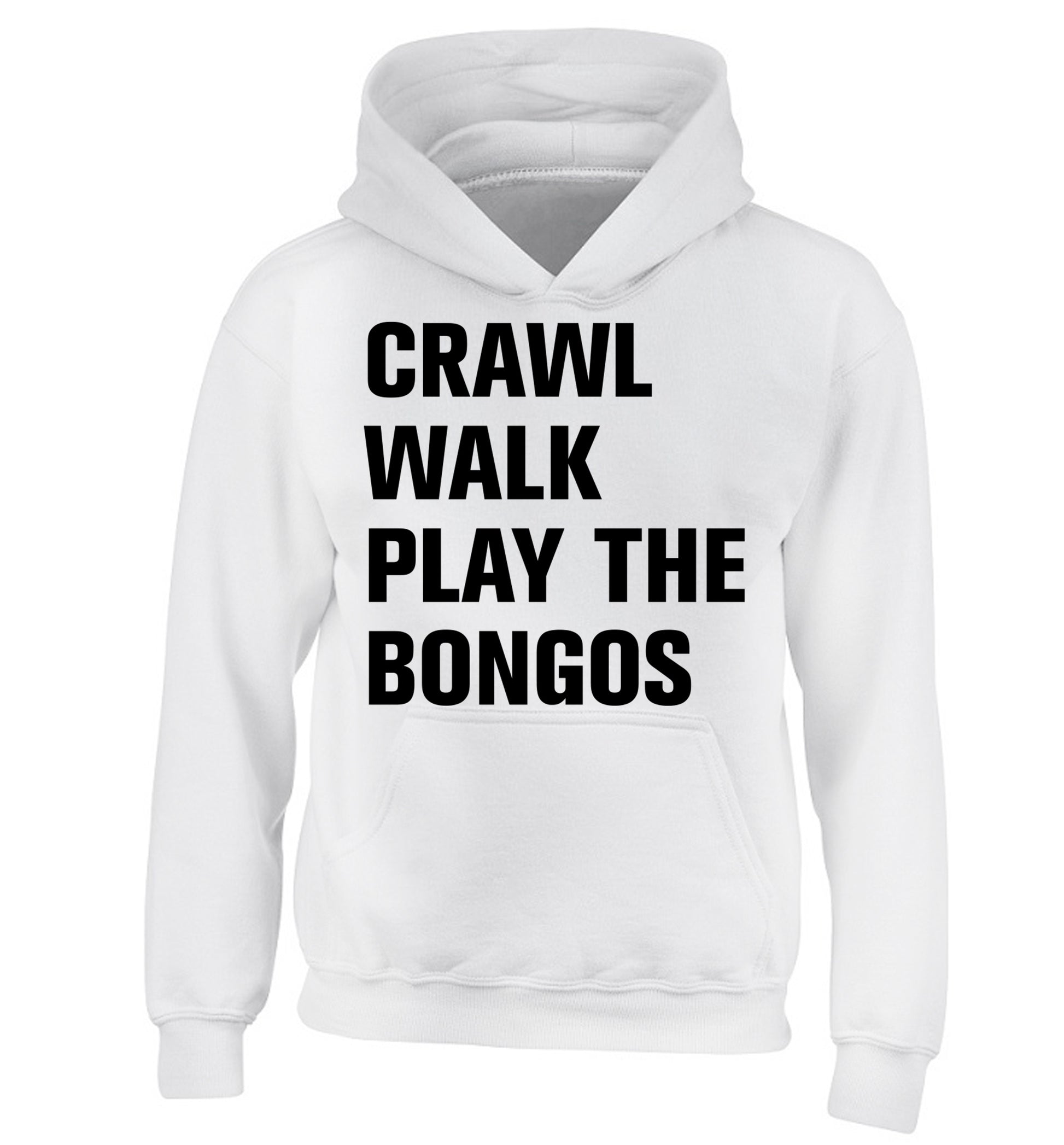 Crawl Walk Play Bongos children's white hoodie 12-13 Years
