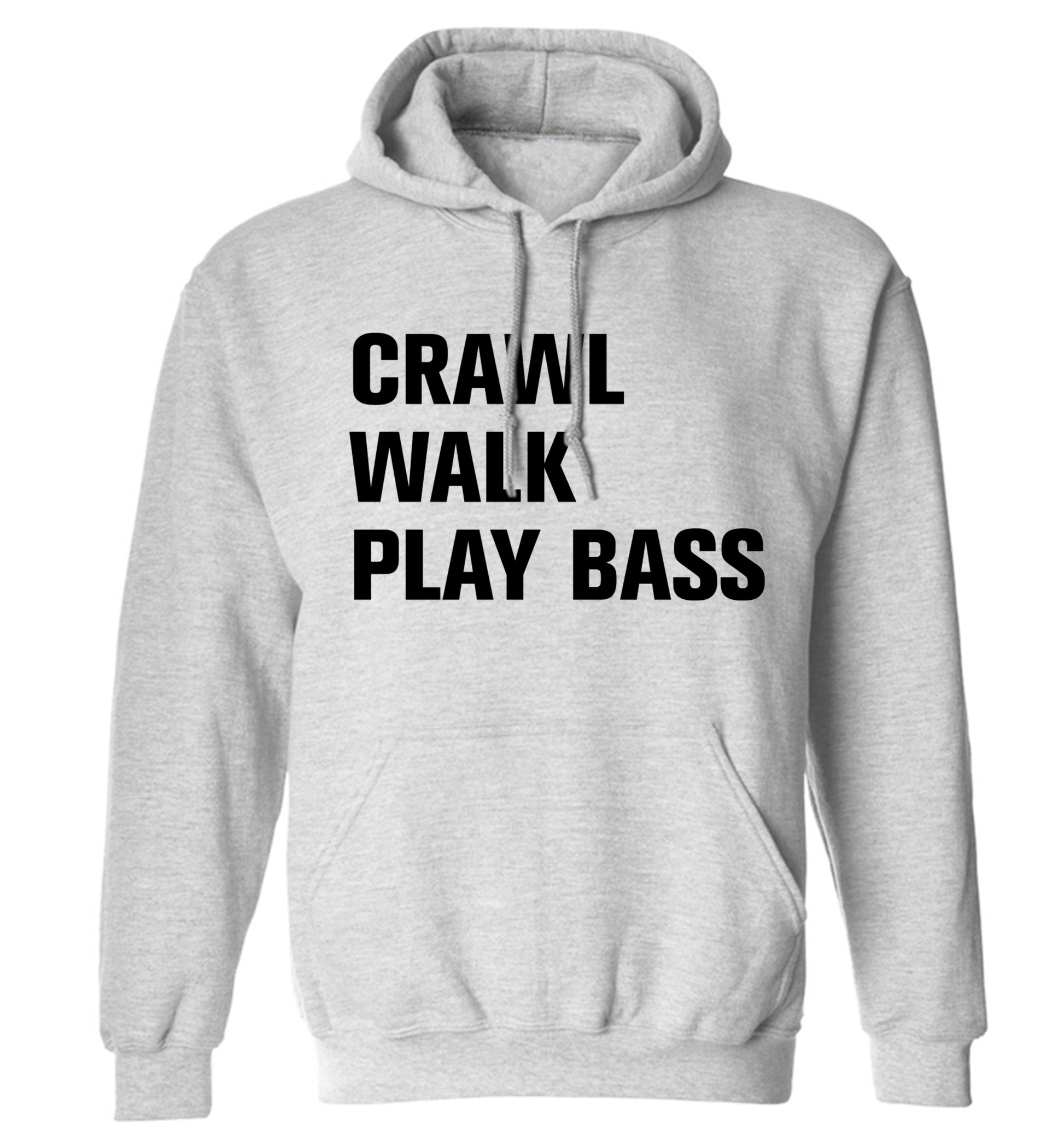 Crawl Walk Play Bass adults unisex grey hoodie 2XL