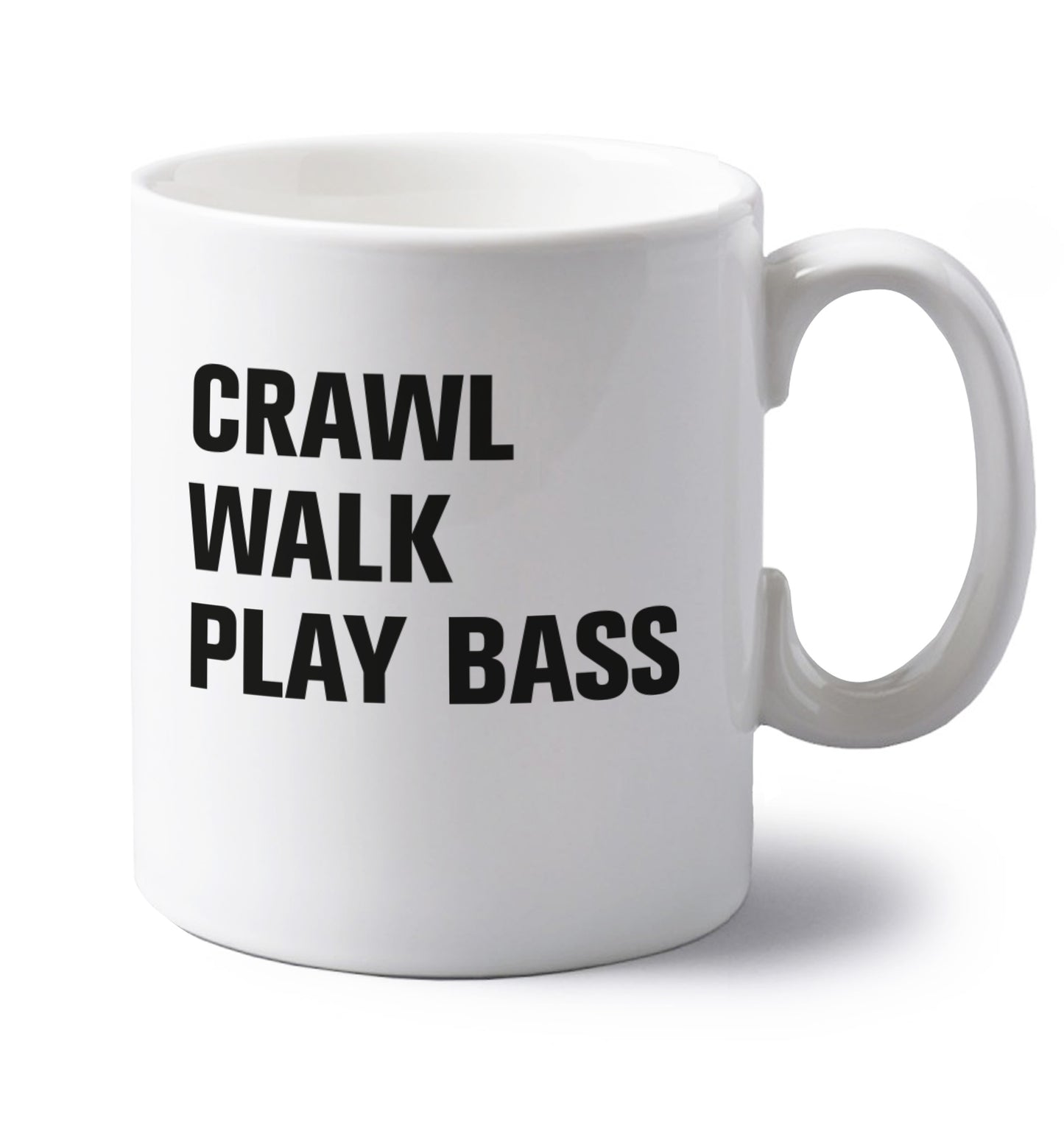 Crawl Walk Play Bass left handed white ceramic mug 
