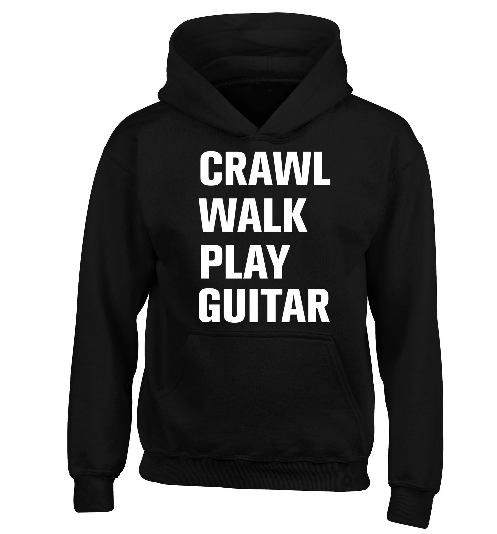 Crawl walk play guitar children's black hoodie 12-13 Years