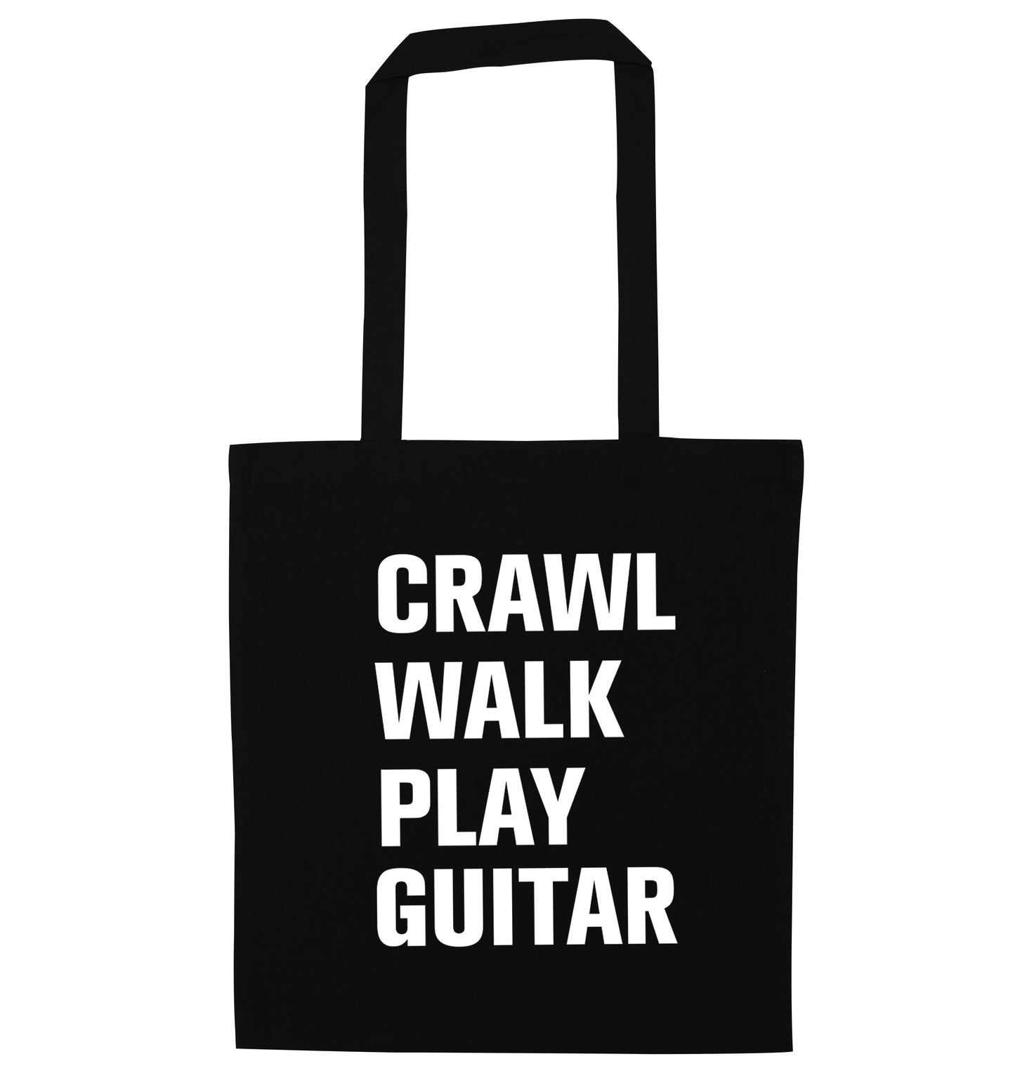 Crawl walk play guitar black tote bag