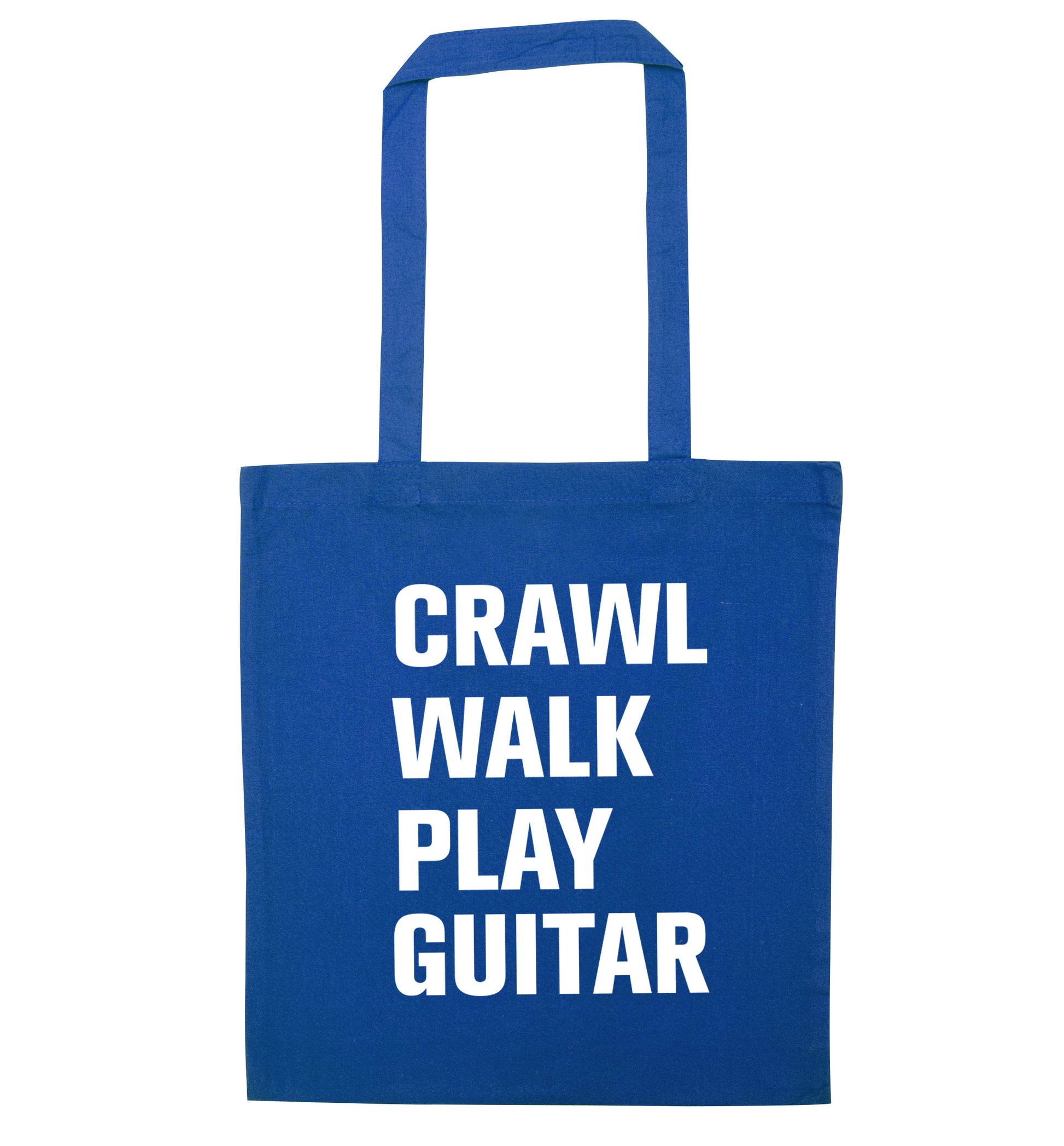 Crawl walk play guitar blue tote bag