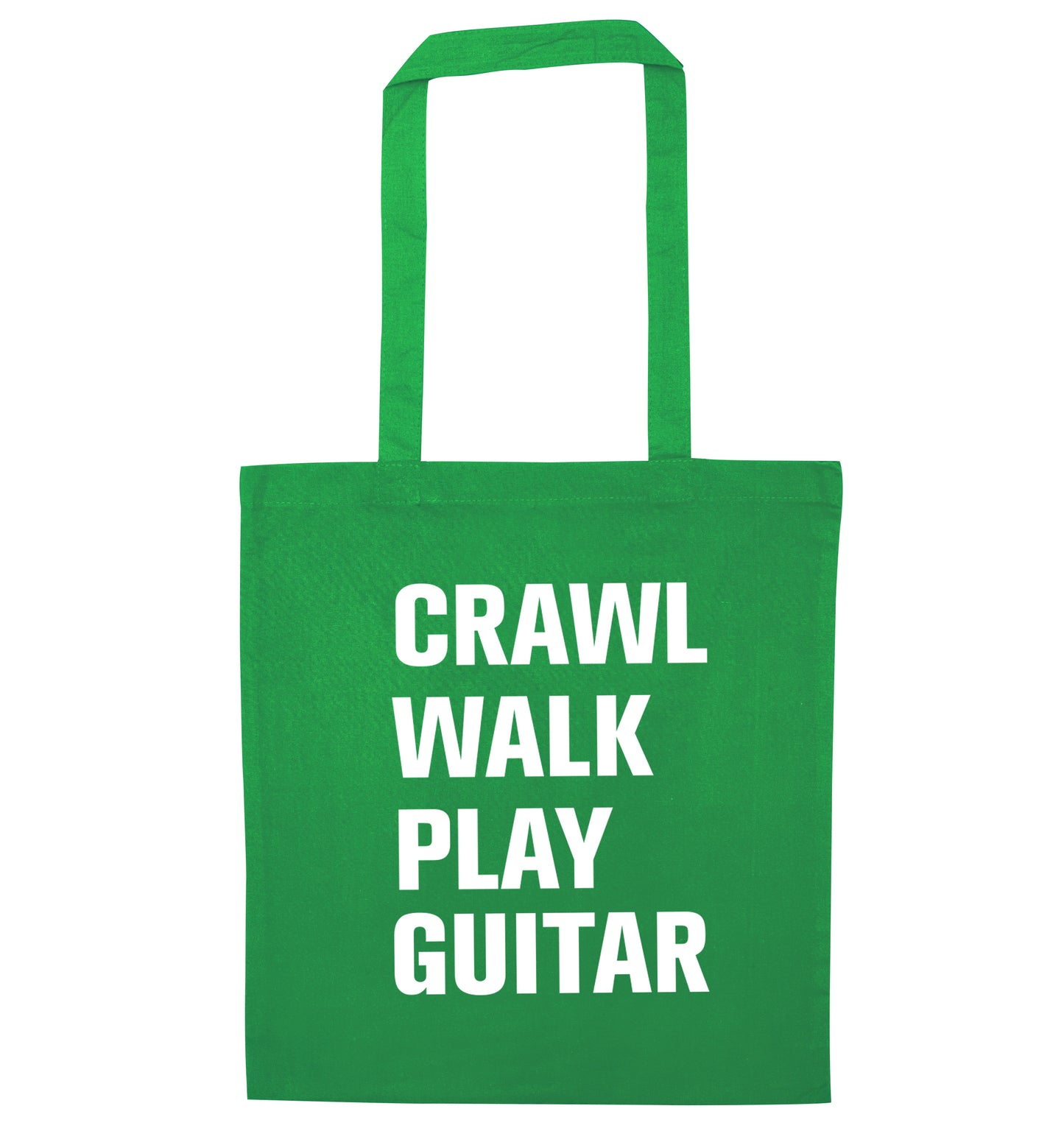 Crawl walk play guitar green tote bag