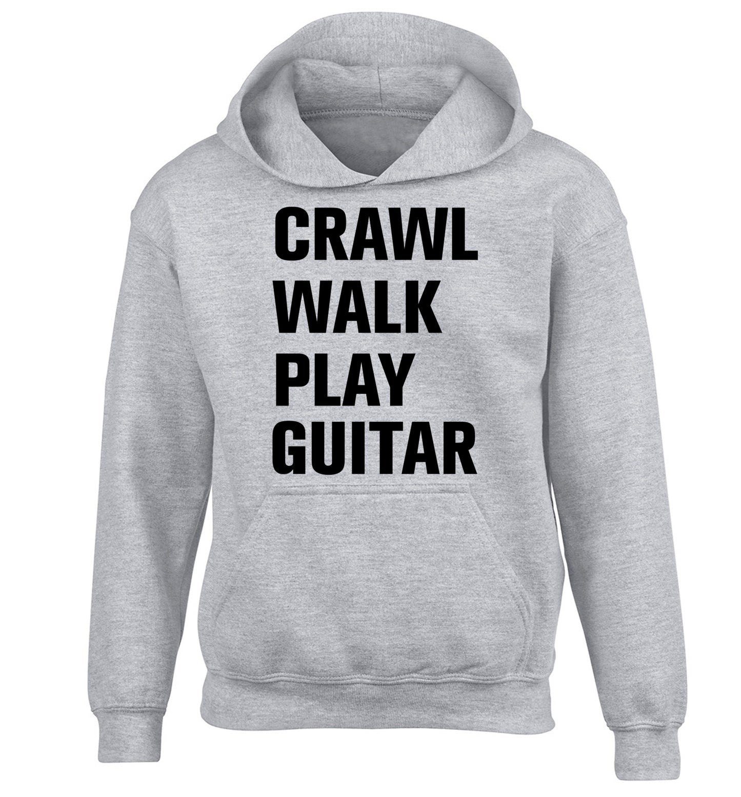 Crawl walk play guitar children's grey hoodie 12-13 Years