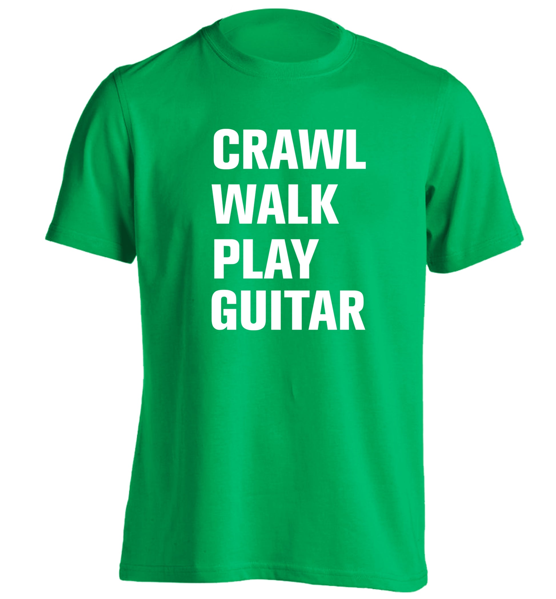 Crawl walk play guitar adults unisex green Tshirt 2XL