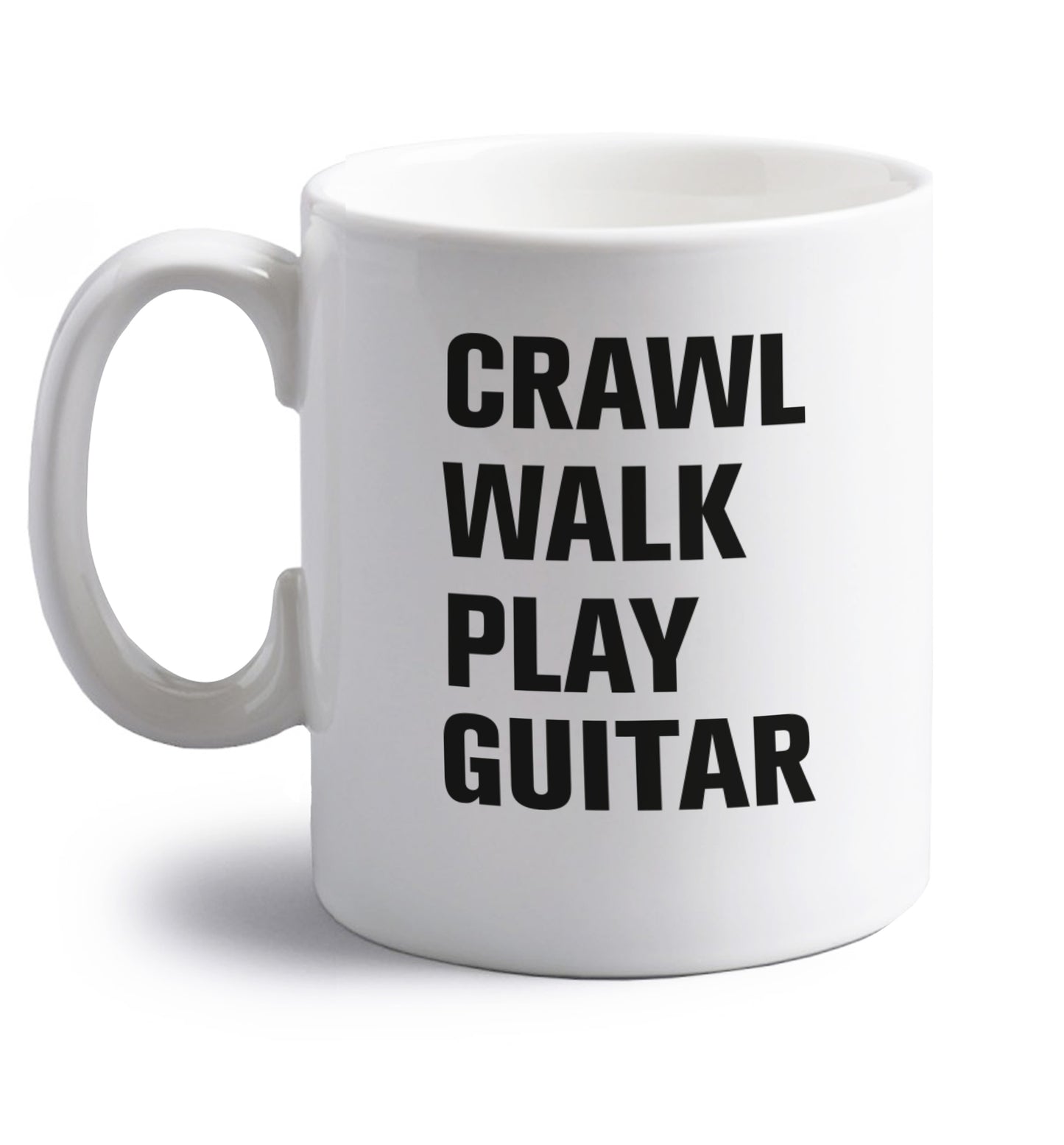 Crawl walk play guitar right handed white ceramic mug 