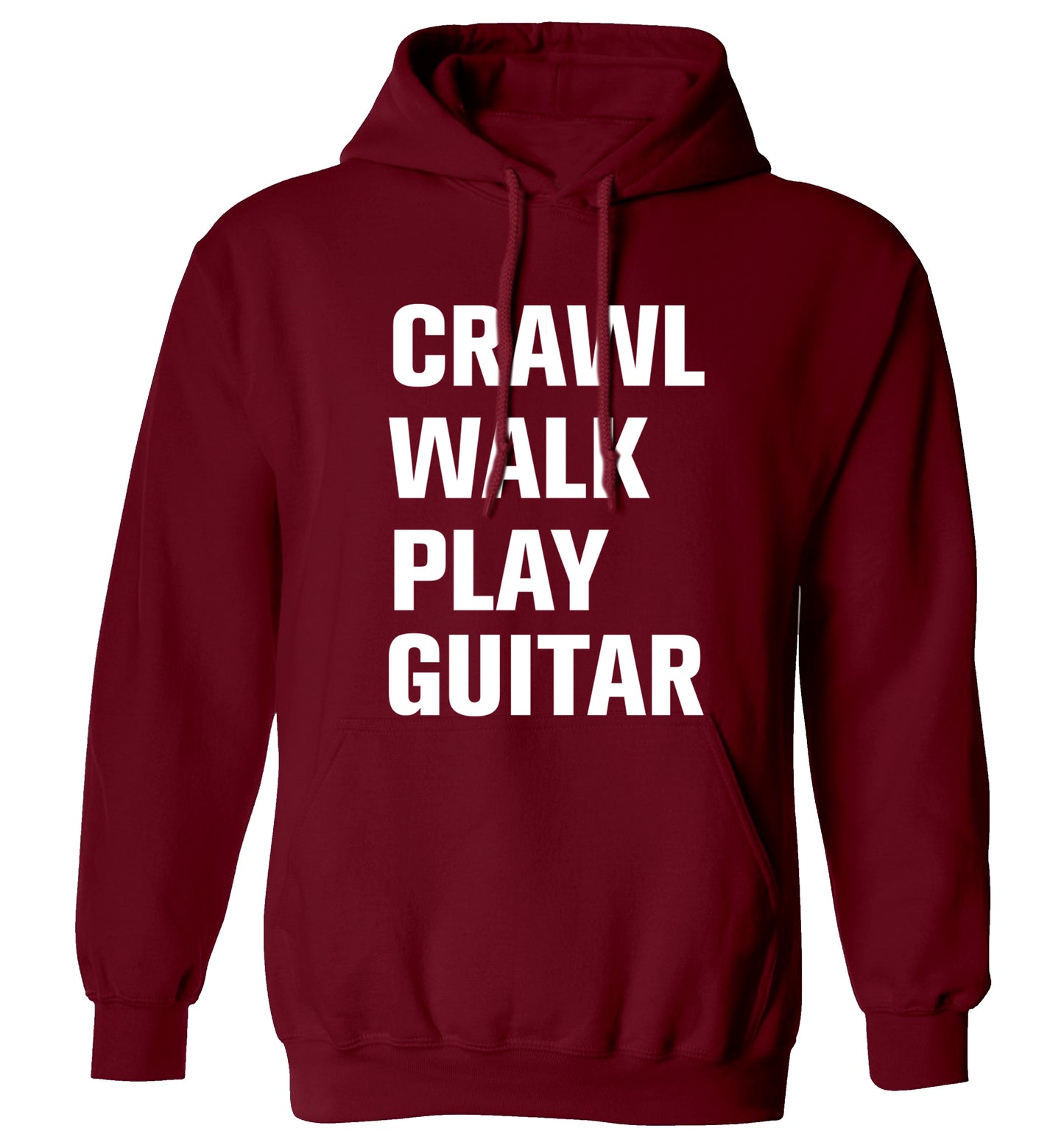 Crawl walk play guitar adults unisex maroon hoodie 2XL