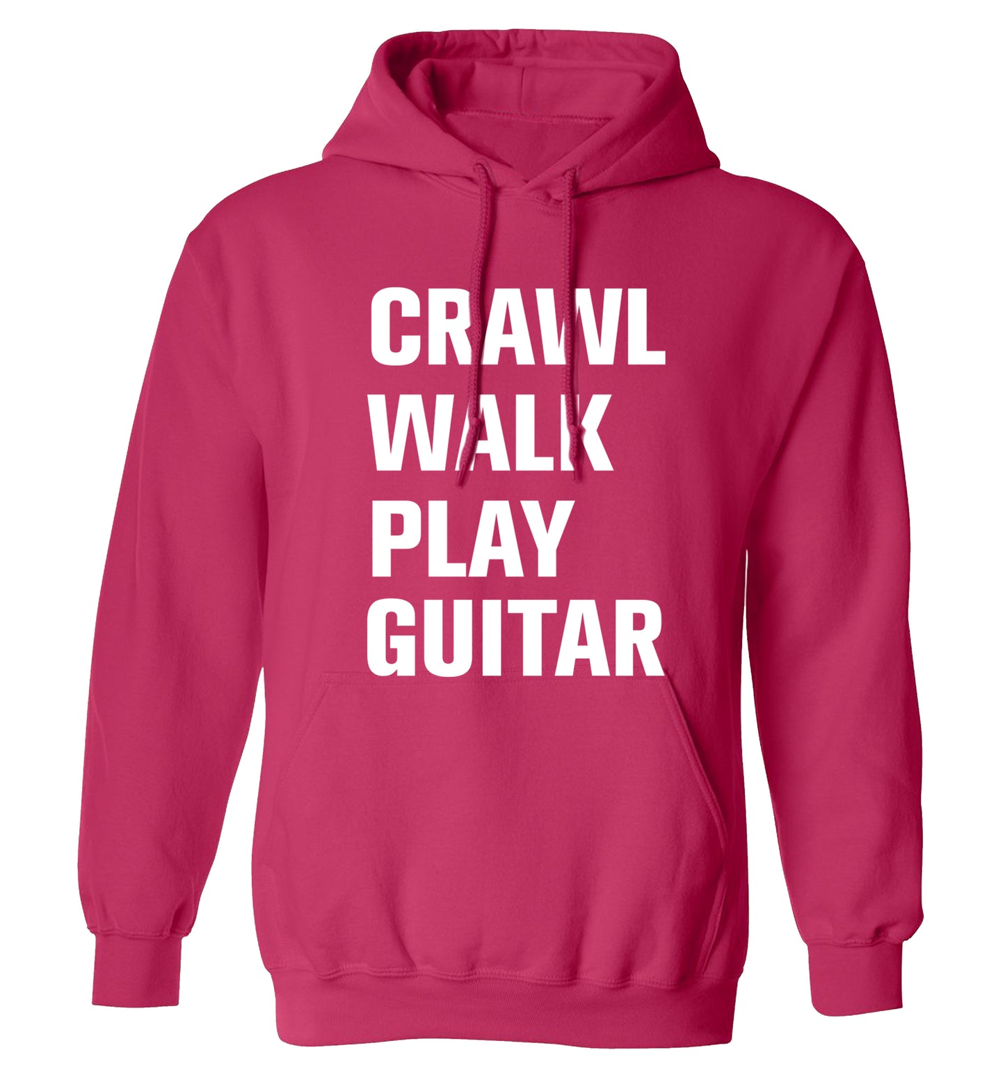 Crawl walk play guitar adults unisex pink hoodie 2XL