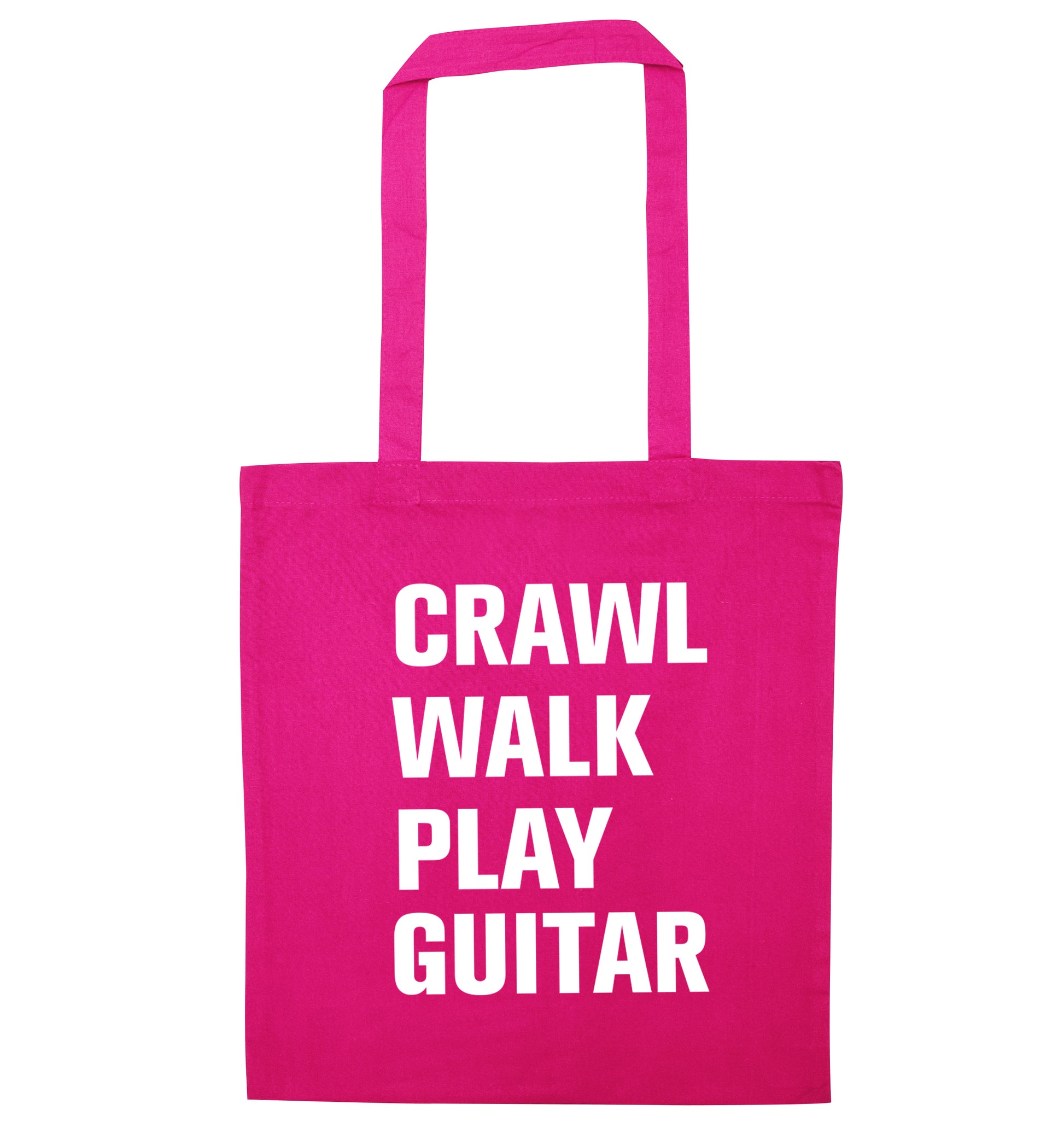 Crawl walk play guitar pink tote bag
