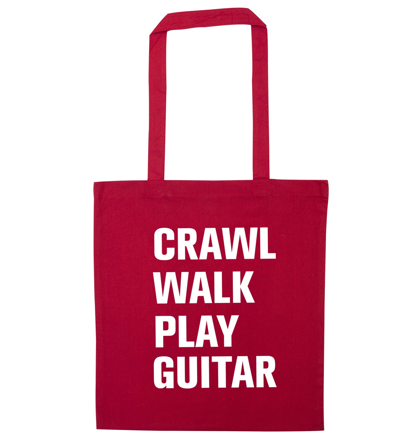 Crawl walk play guitar red tote bag