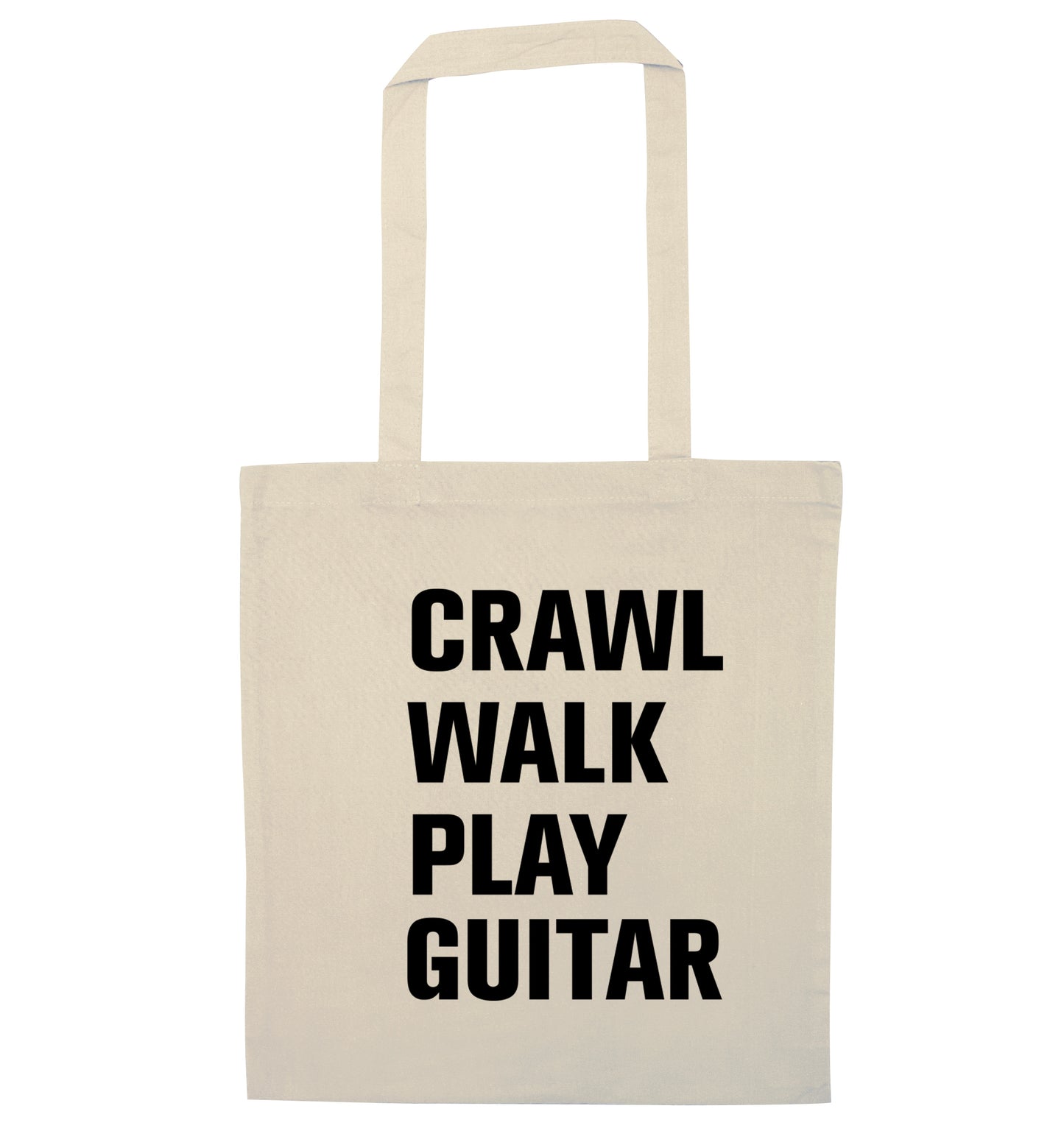 Crawl walk play guitar natural tote bag