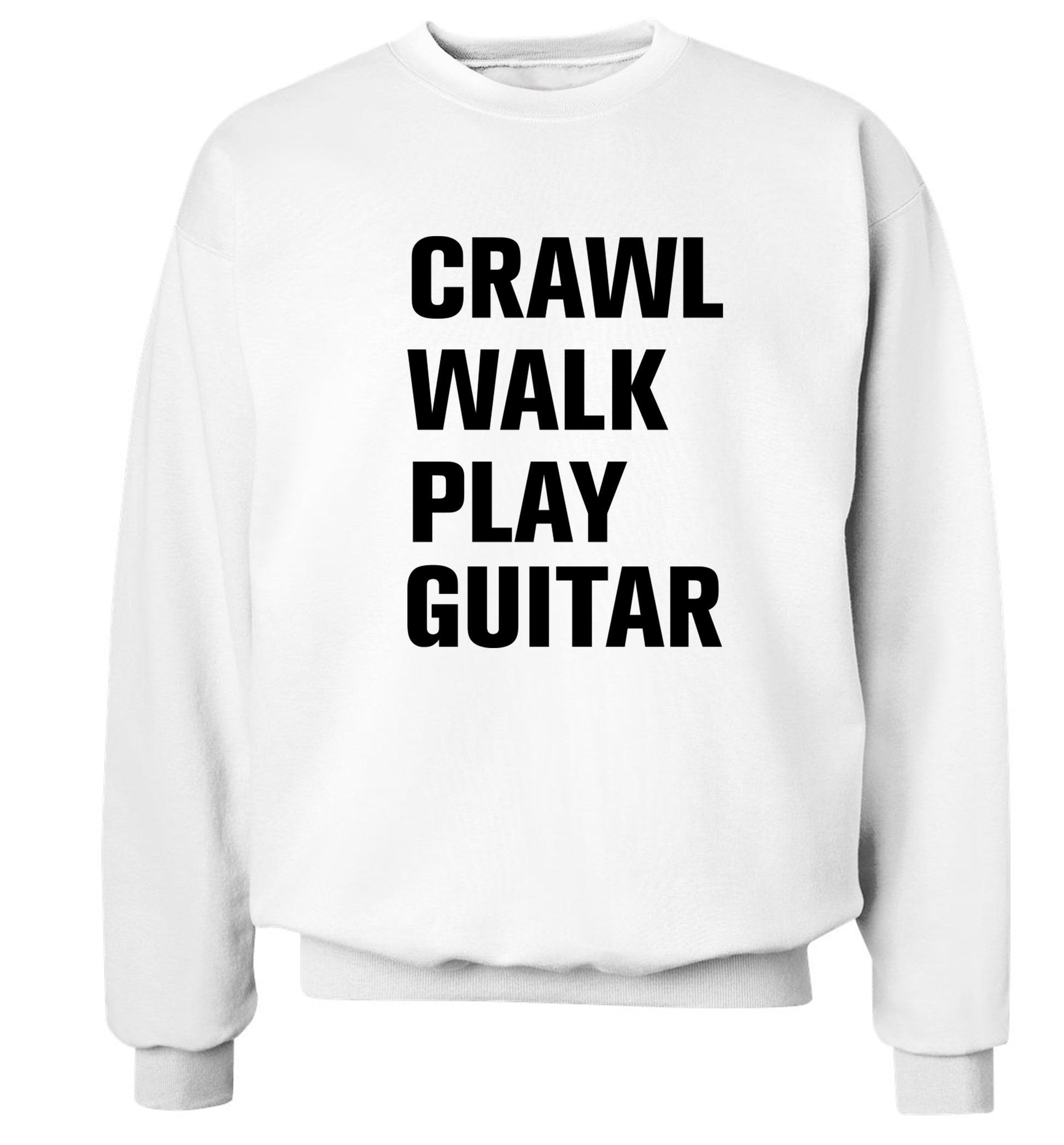Crawl walk play guitar Adult's unisex white Sweater 2XL