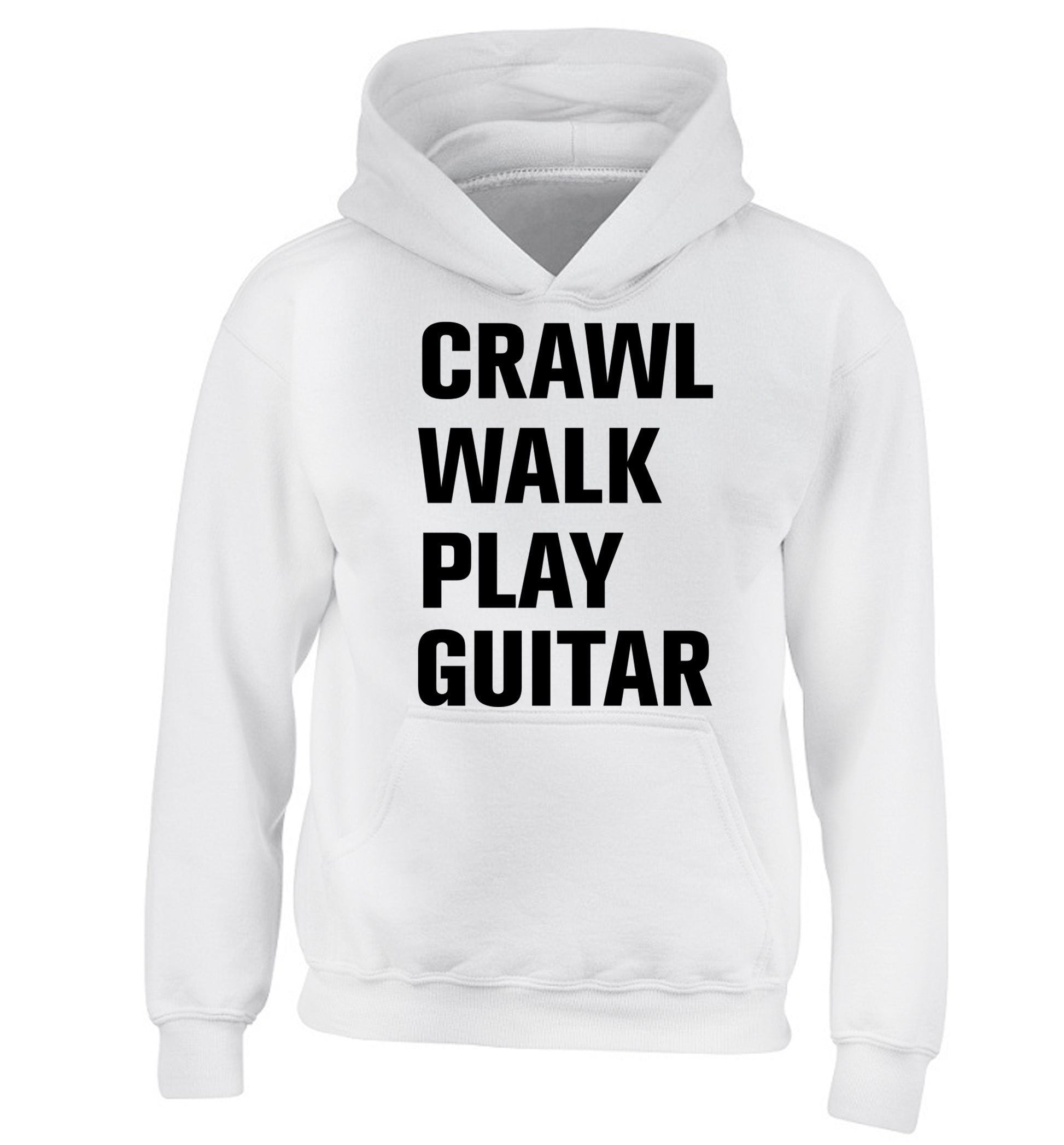 Crawl walk play guitar children's white hoodie 12-13 Years
