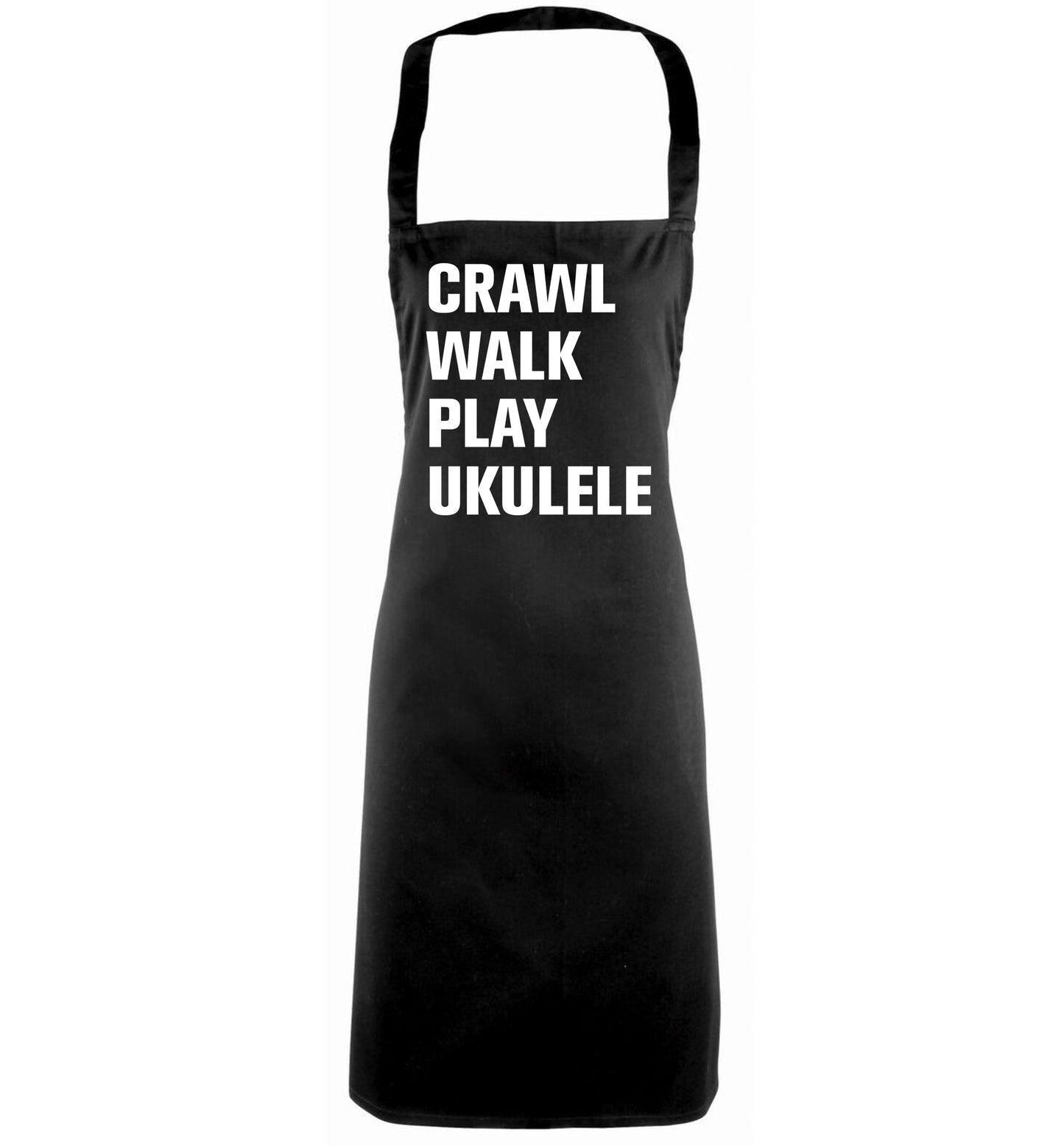 Crawl walk play ukulele black apron