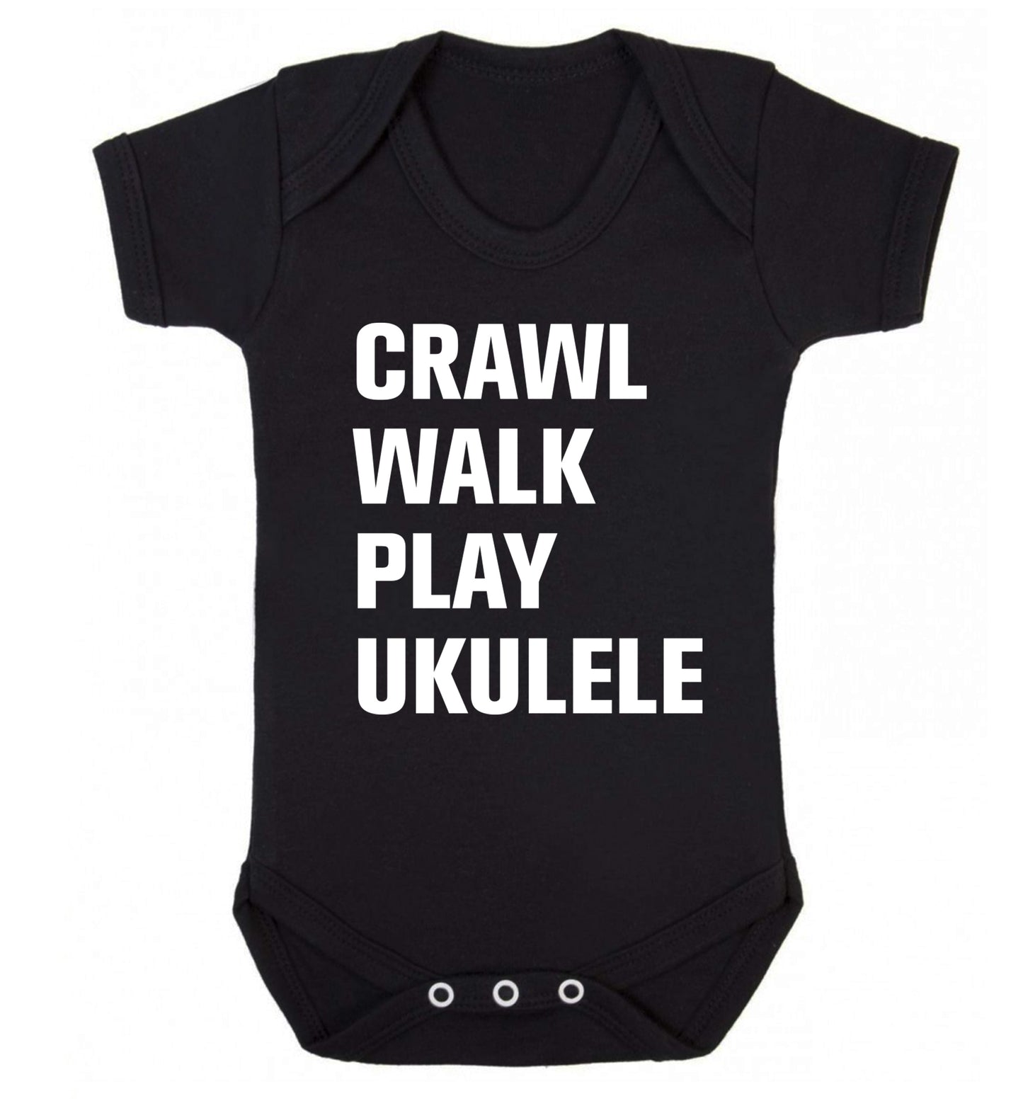 Crawl walk play ukulele Baby Vest black 18-24 months